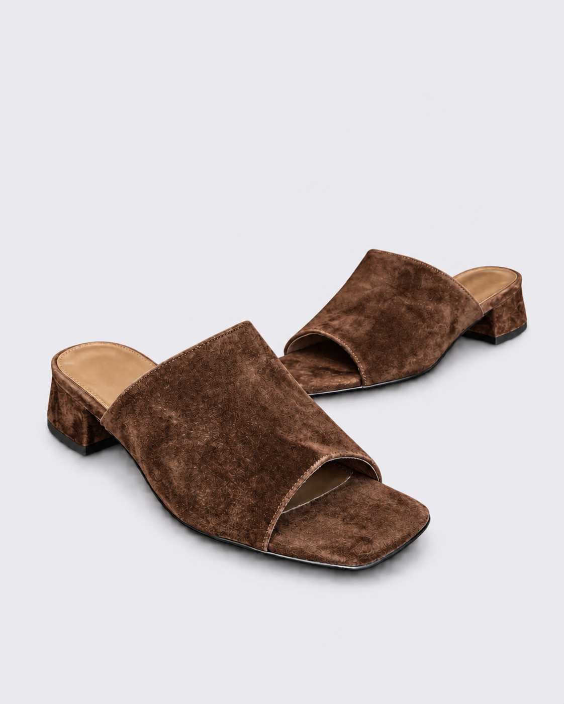 SANSAH HEELED MULES CHOCOLATE SUEDE