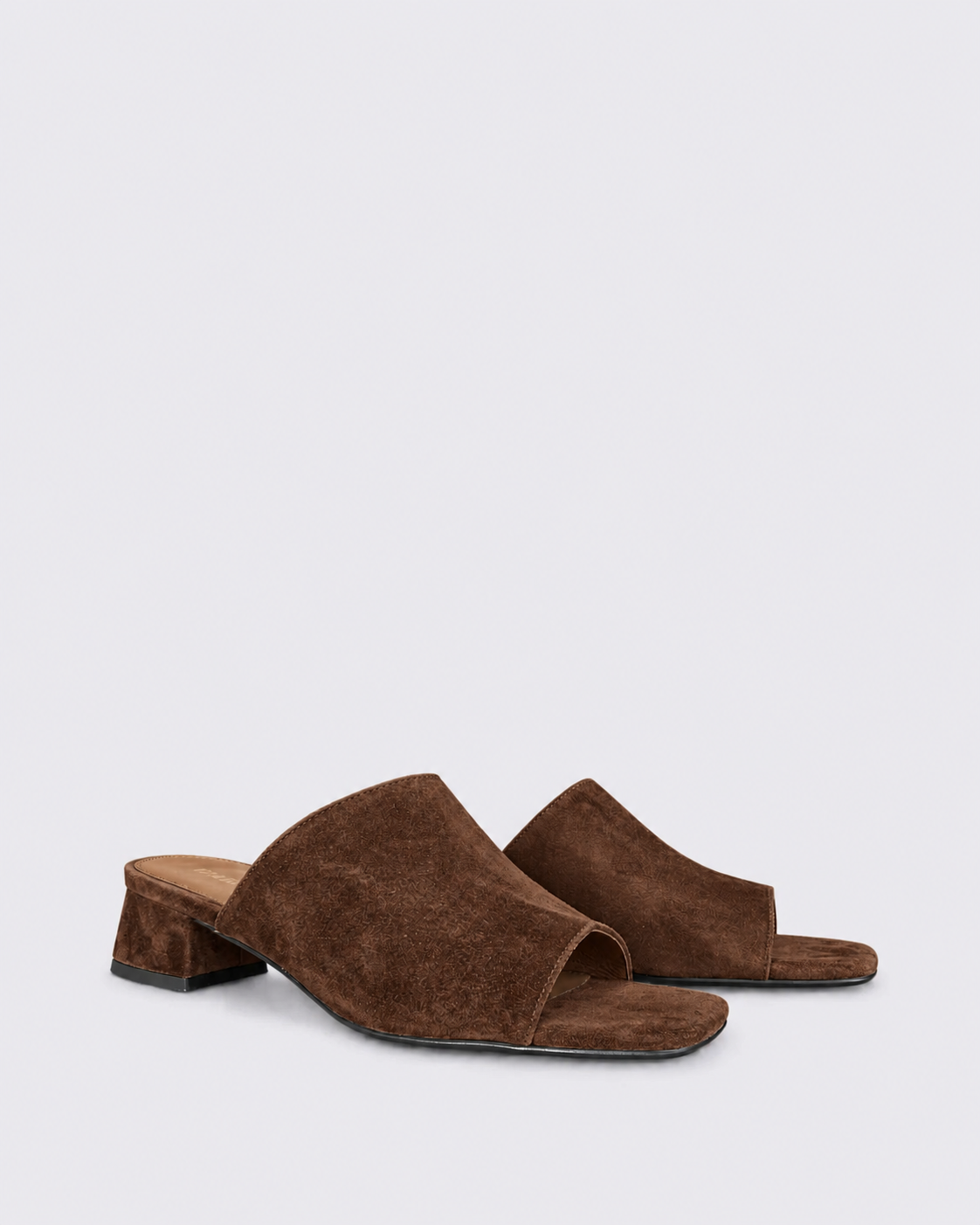 SANSAH HEELED MULES CHOCOLATE SUEDE