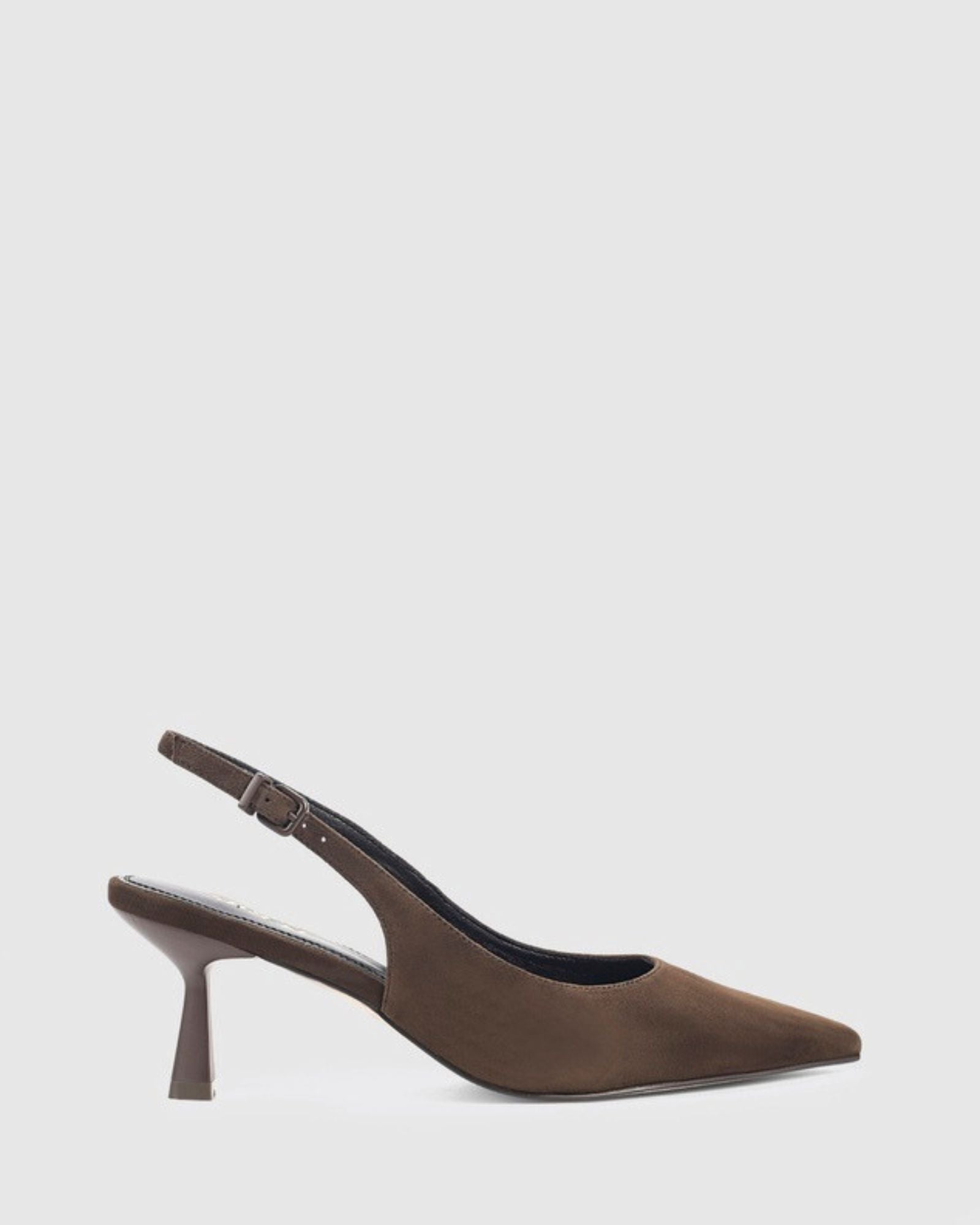 DAPHNE SLINGBACK HEELS CHOCOLATE BROWN SUEDE