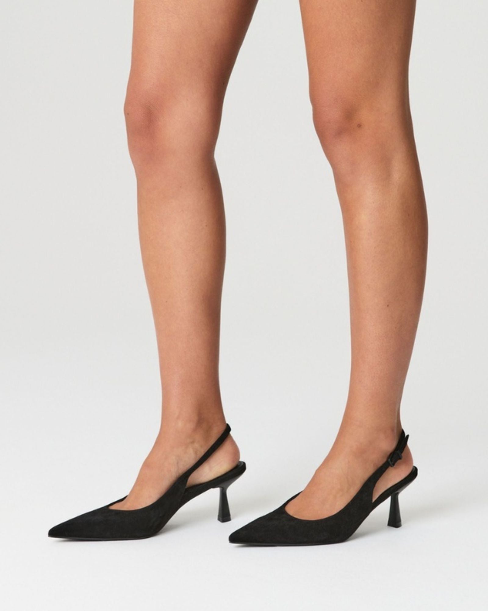 DAPHNE SLINGBACK HEELS BLACK SUEDE
