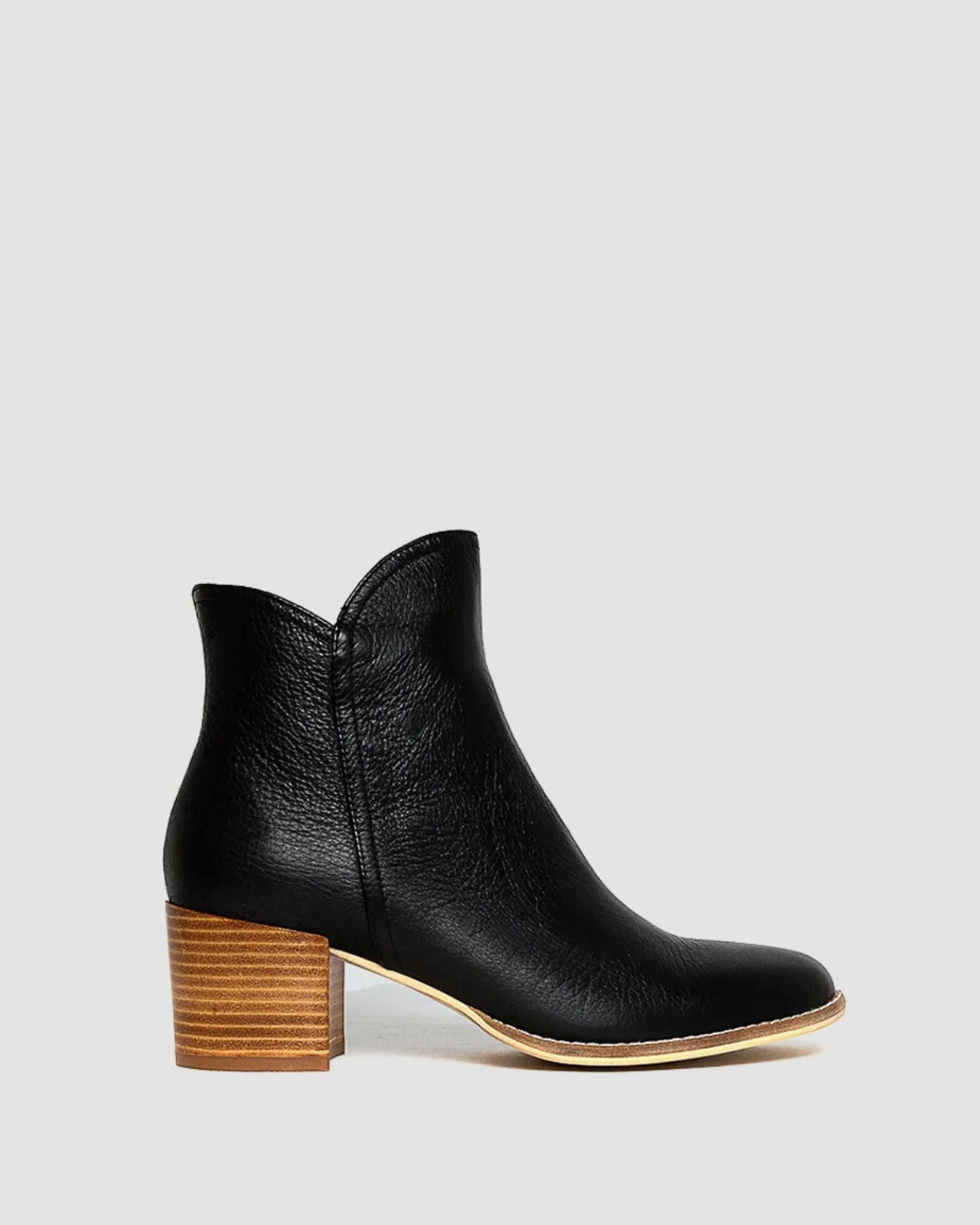 MOCKAS ANKLE BOOTS BLACK LEATHER