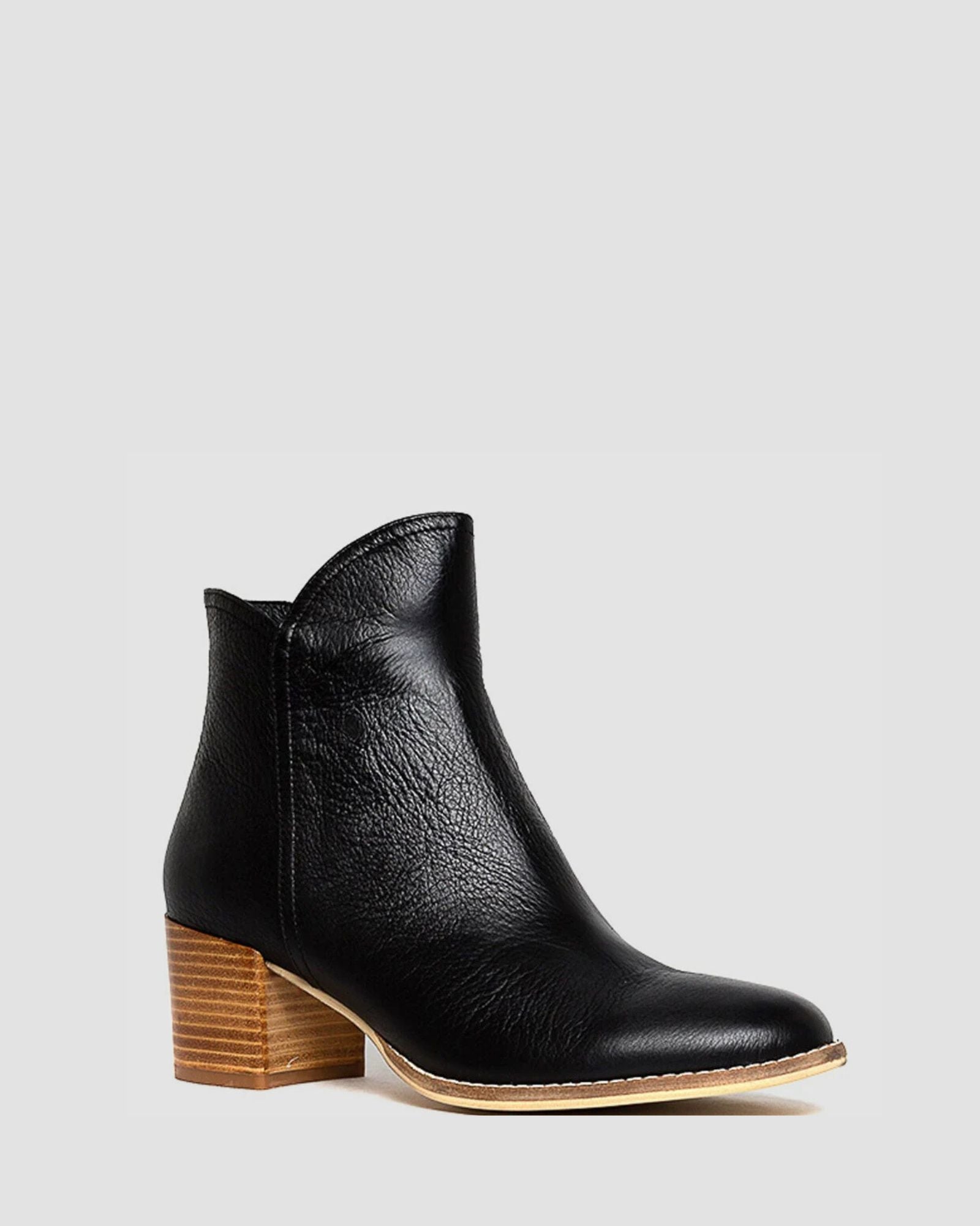 MOCKAS ANKLE BOOTS BLACK LEATHER