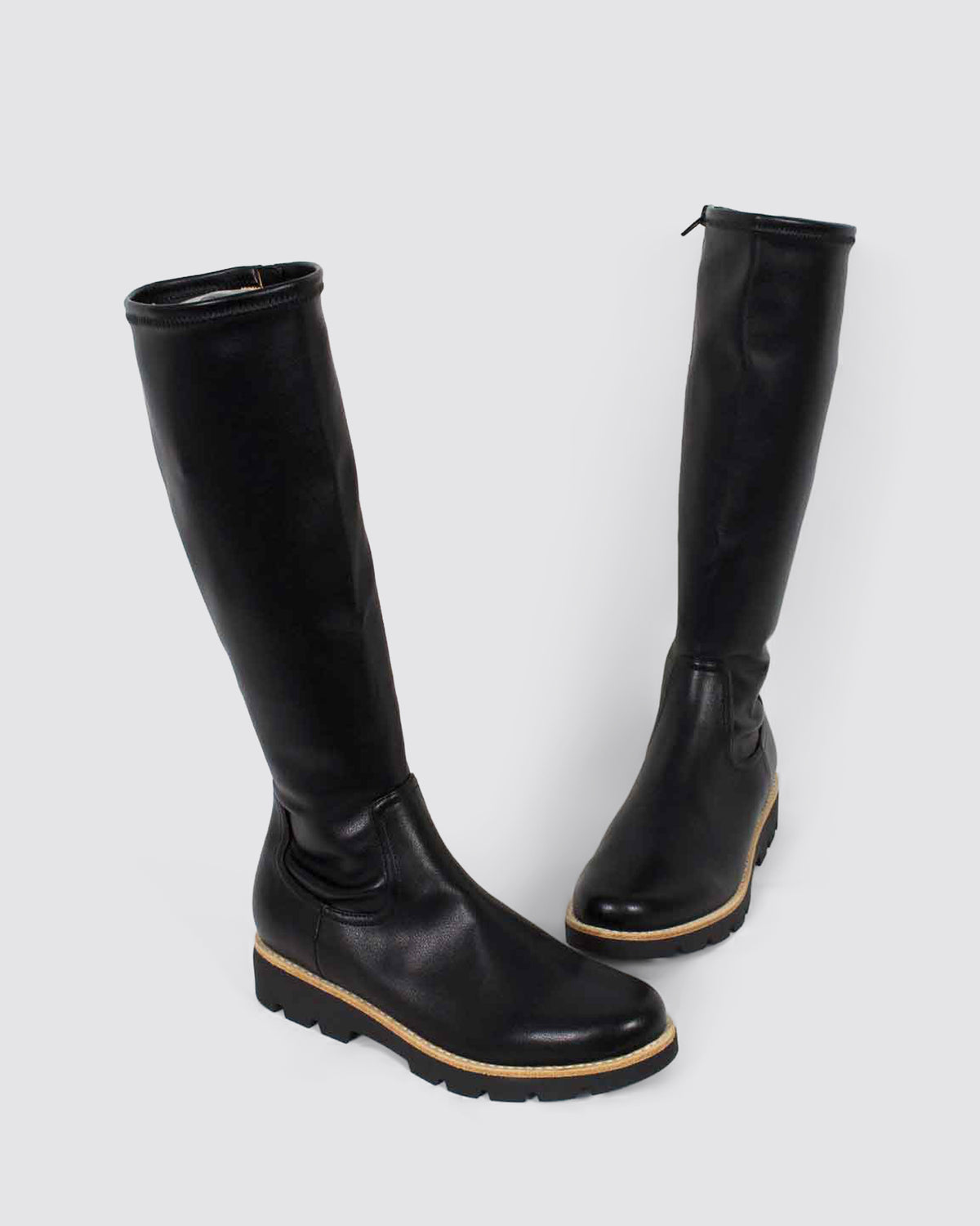 DELLAH LONG BOOTS BLACK STRETCH