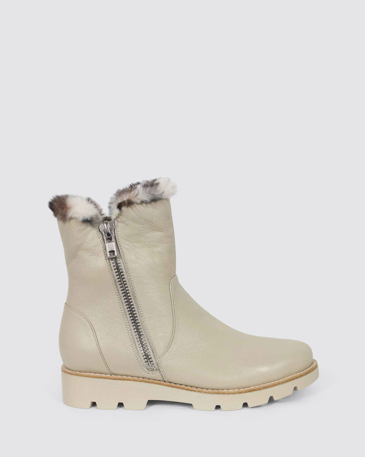 DLINGA ANKLE BOOTS VANILLA LEATHER FUR