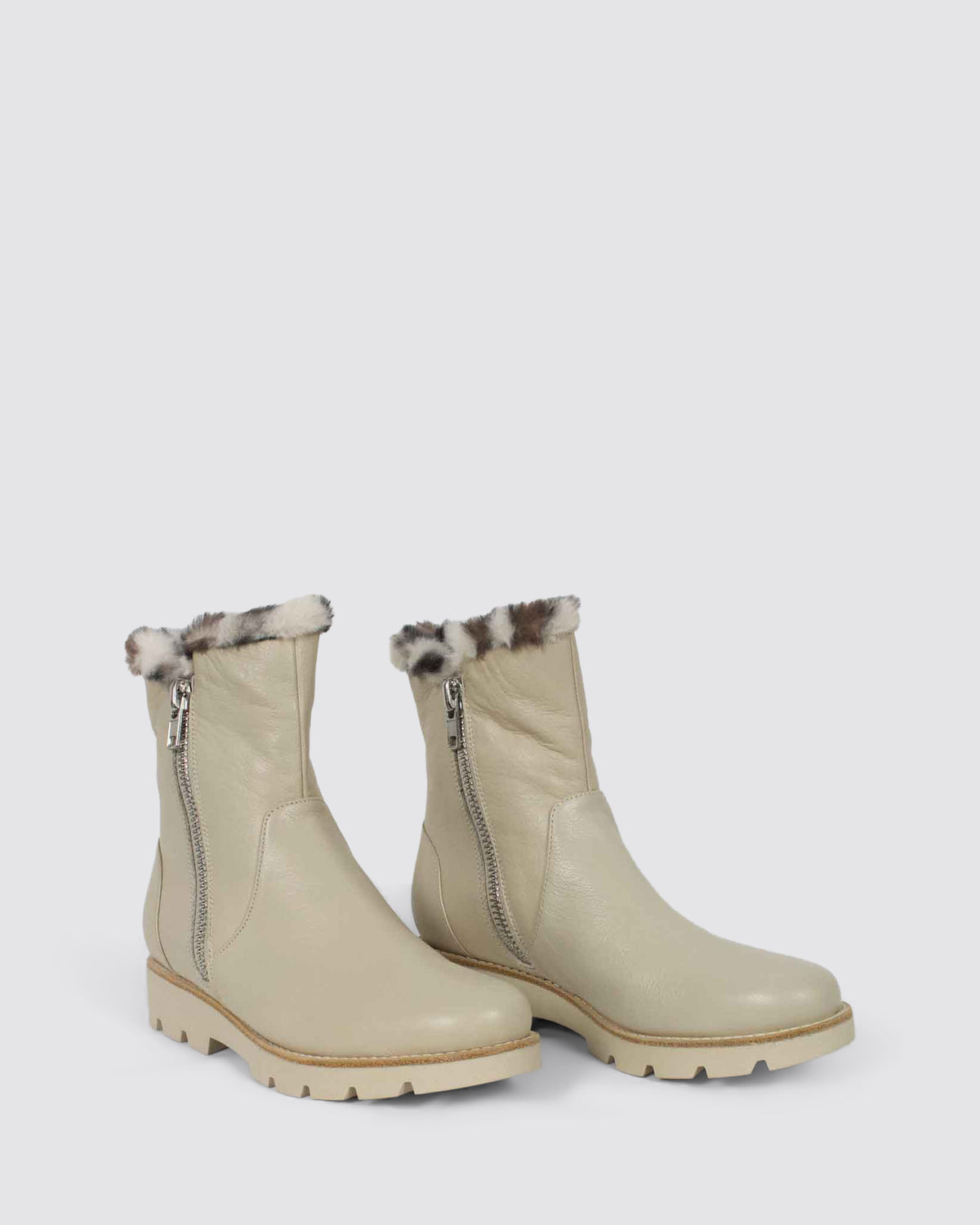 DLINGA ANKLE BOOTS VANILLA LEATHER FUR