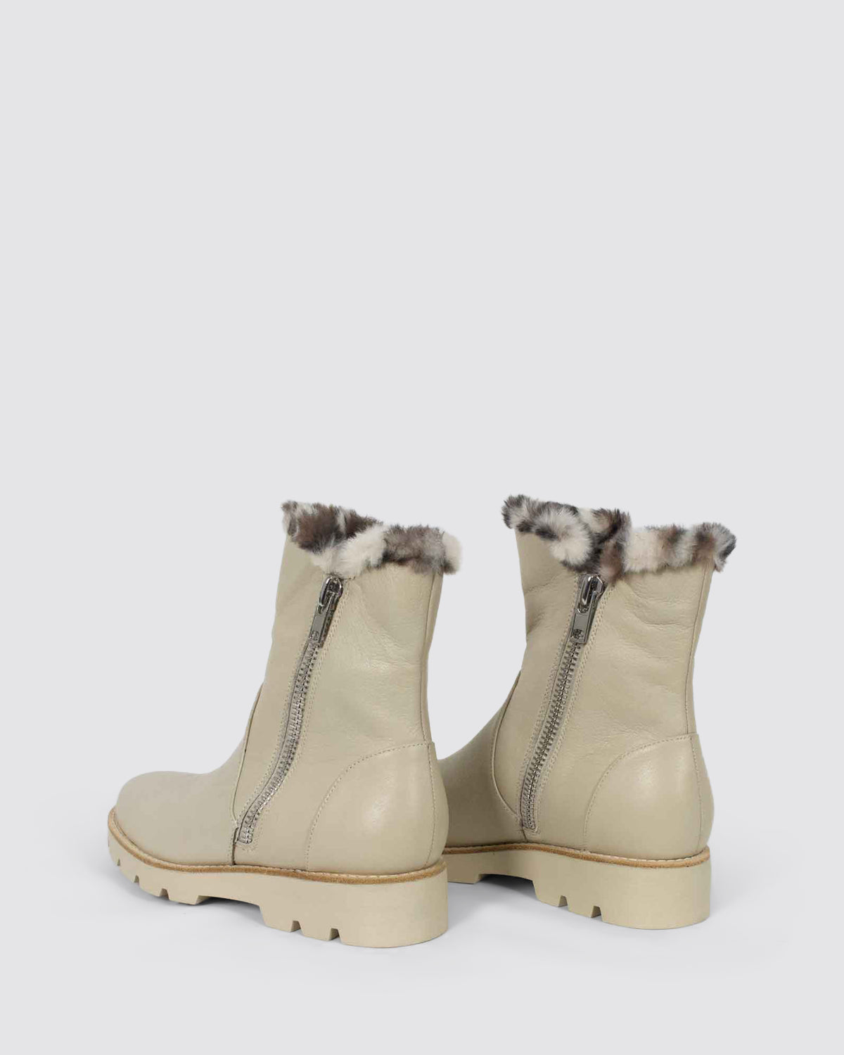 DLINGA ANKLE BOOTS VANILLA LEATHER FUR