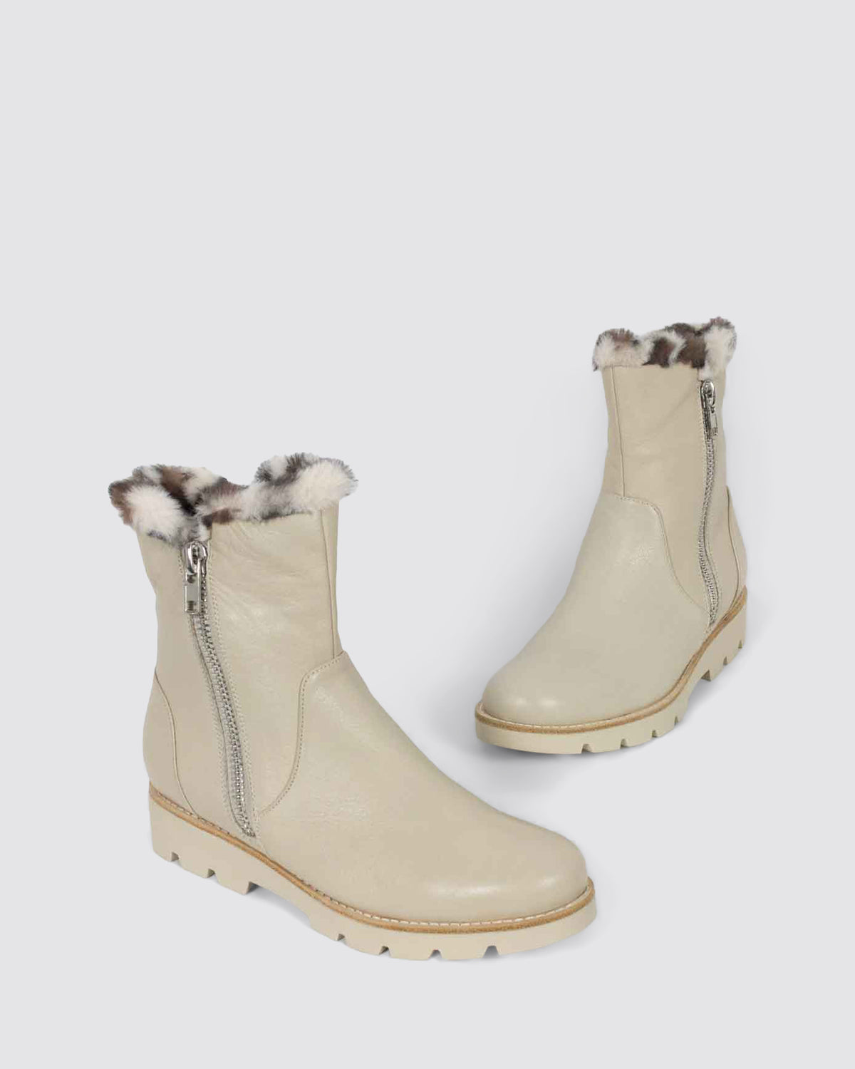 DLINGA ANKLE BOOTS VANILLA LEATHER FUR