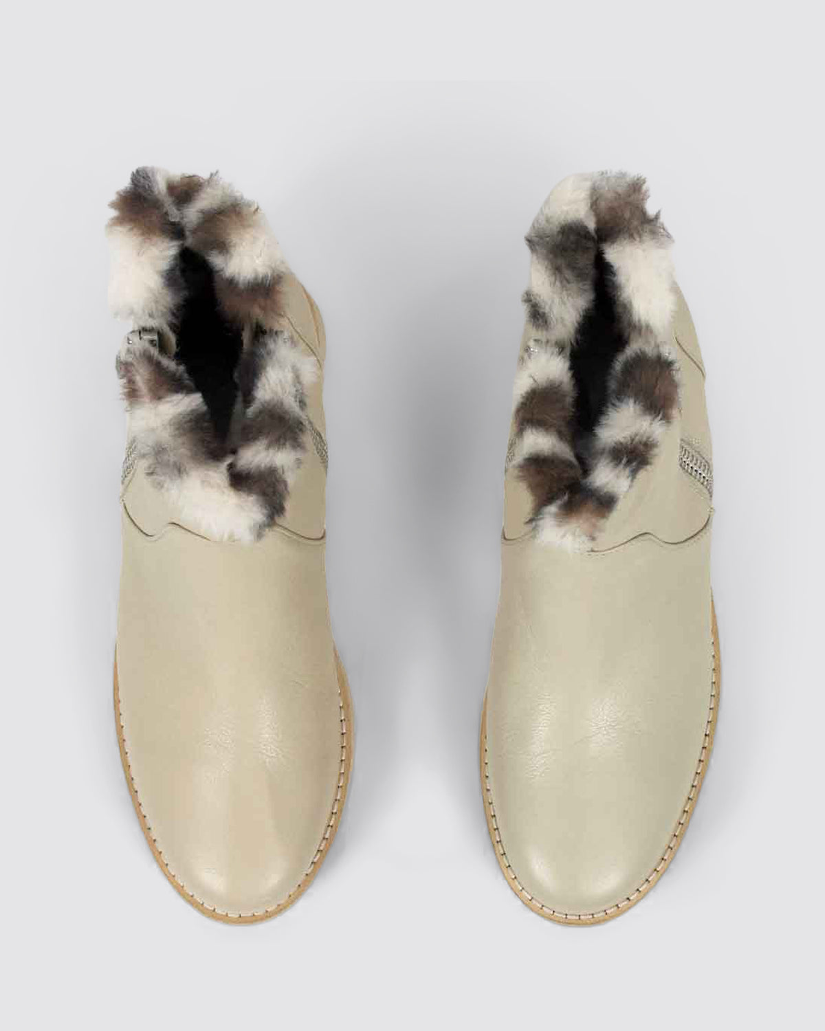 DLINGA ANKLE BOOTS VANILLA LEATHER FUR