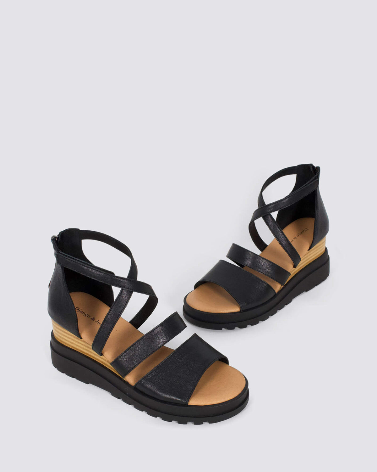 BEVELA WEDGE SANDALS BLACK