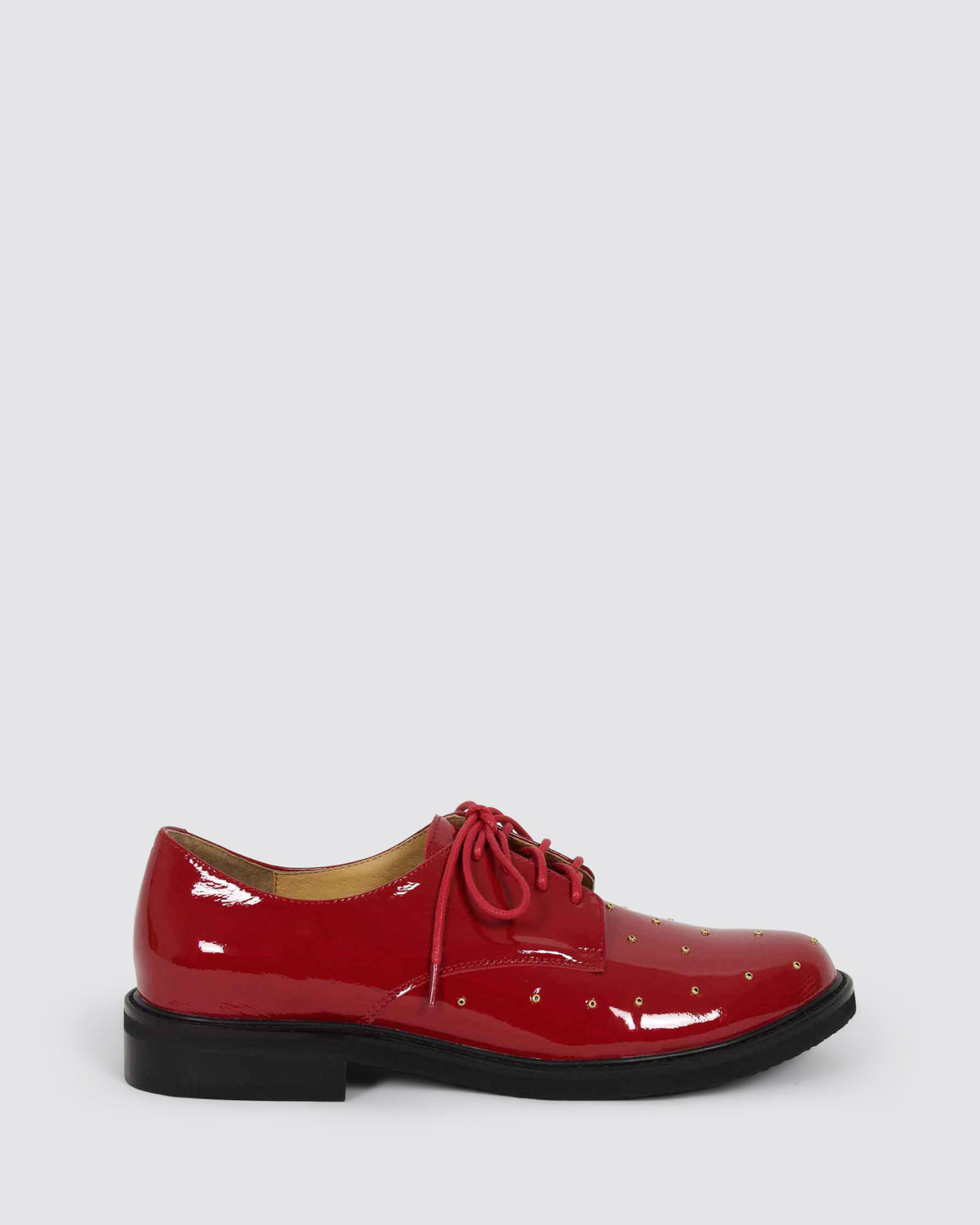 BLORA LACE UP FLATS DARK RED PATENT