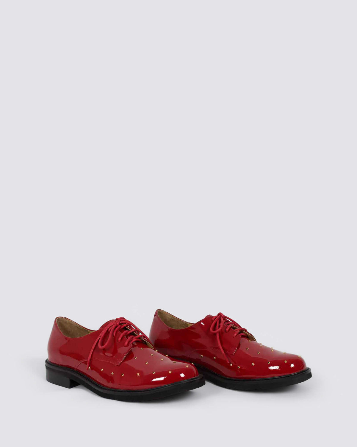 BLORA LACE UP FLATS DARK RED PATENT