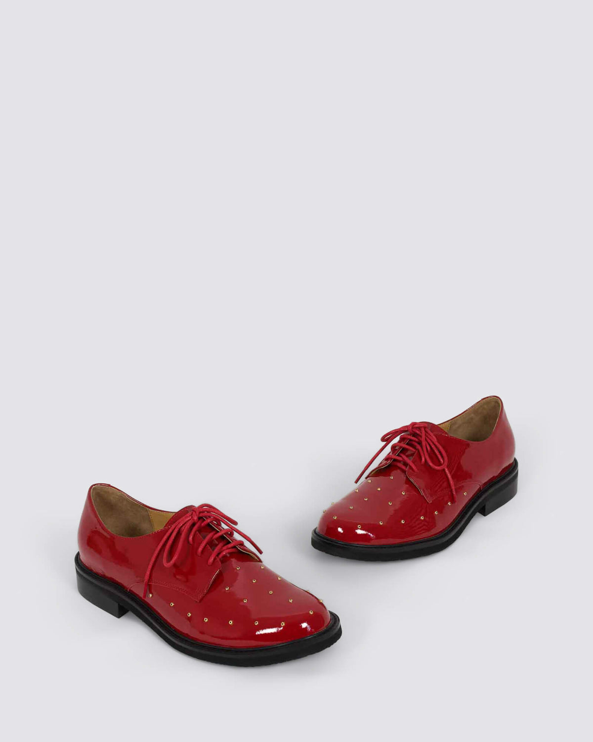 BLORA LACE UP FLATS DARK RED PATENT