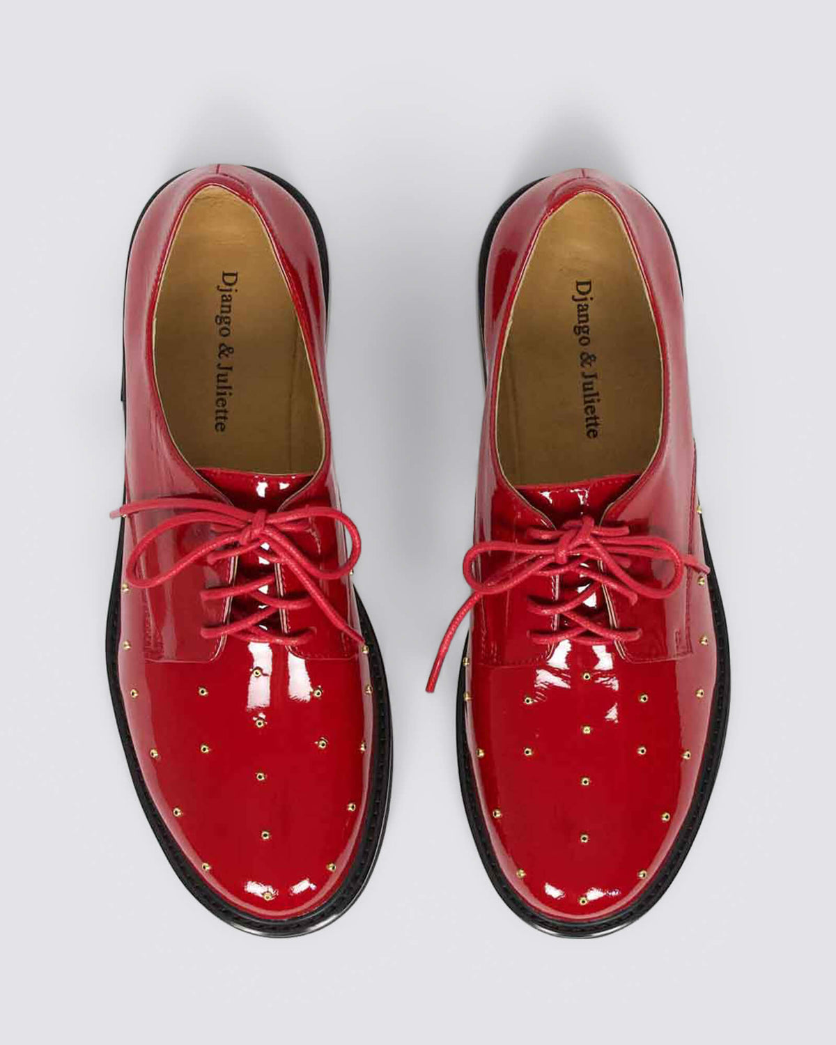 BLORA LACE UP FLATS DARK RED PATENT