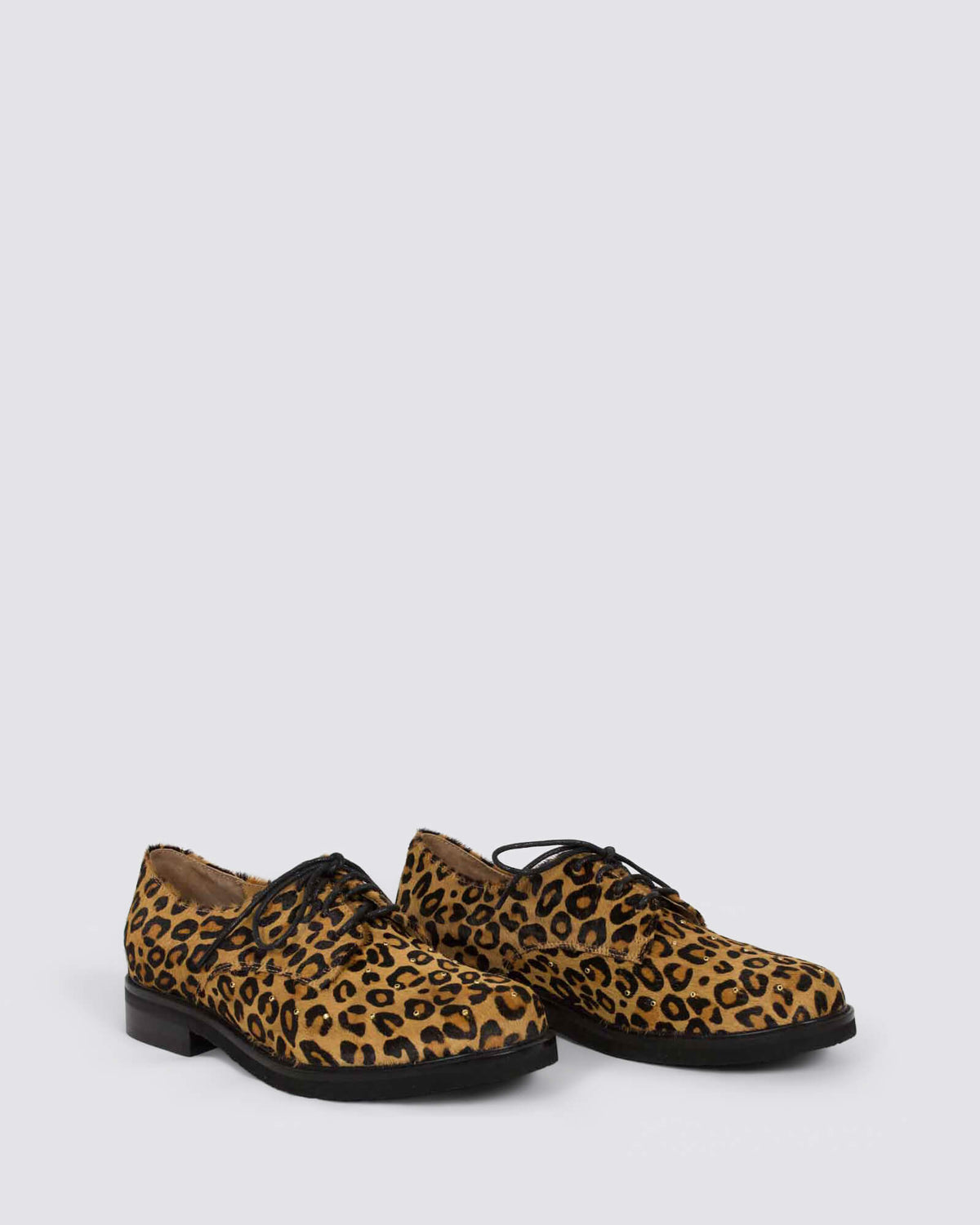 BLORA LACE UP FLATS LIGHT TAN LEOPARD