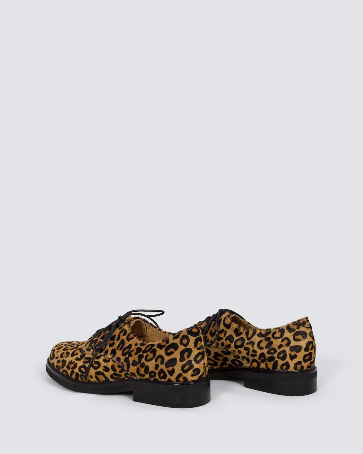 BLORA LACE UP FLATS LIGHT TAN LEOPARD