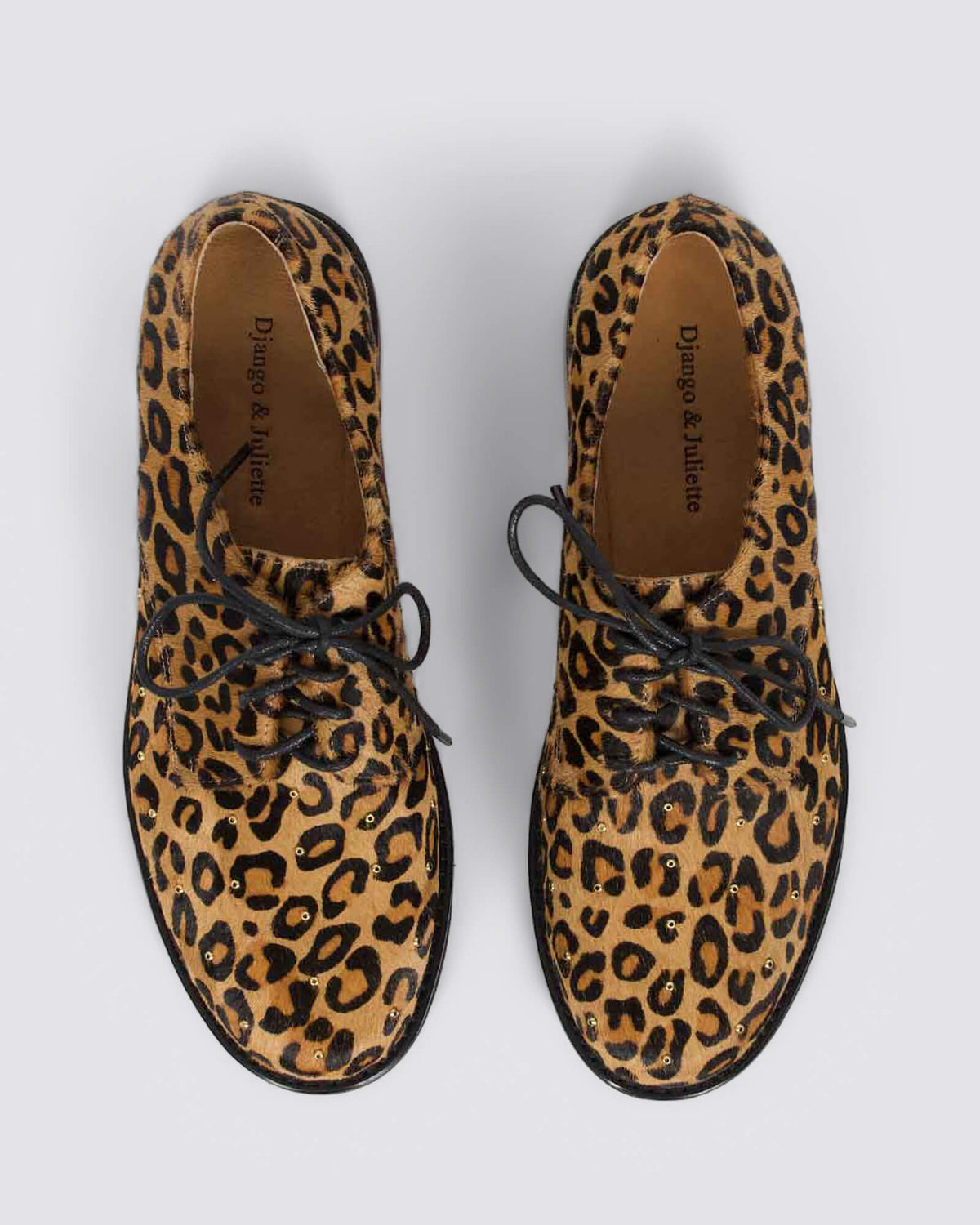 BLORA LACE UP FLATS LIGHT TAN LEOPARD