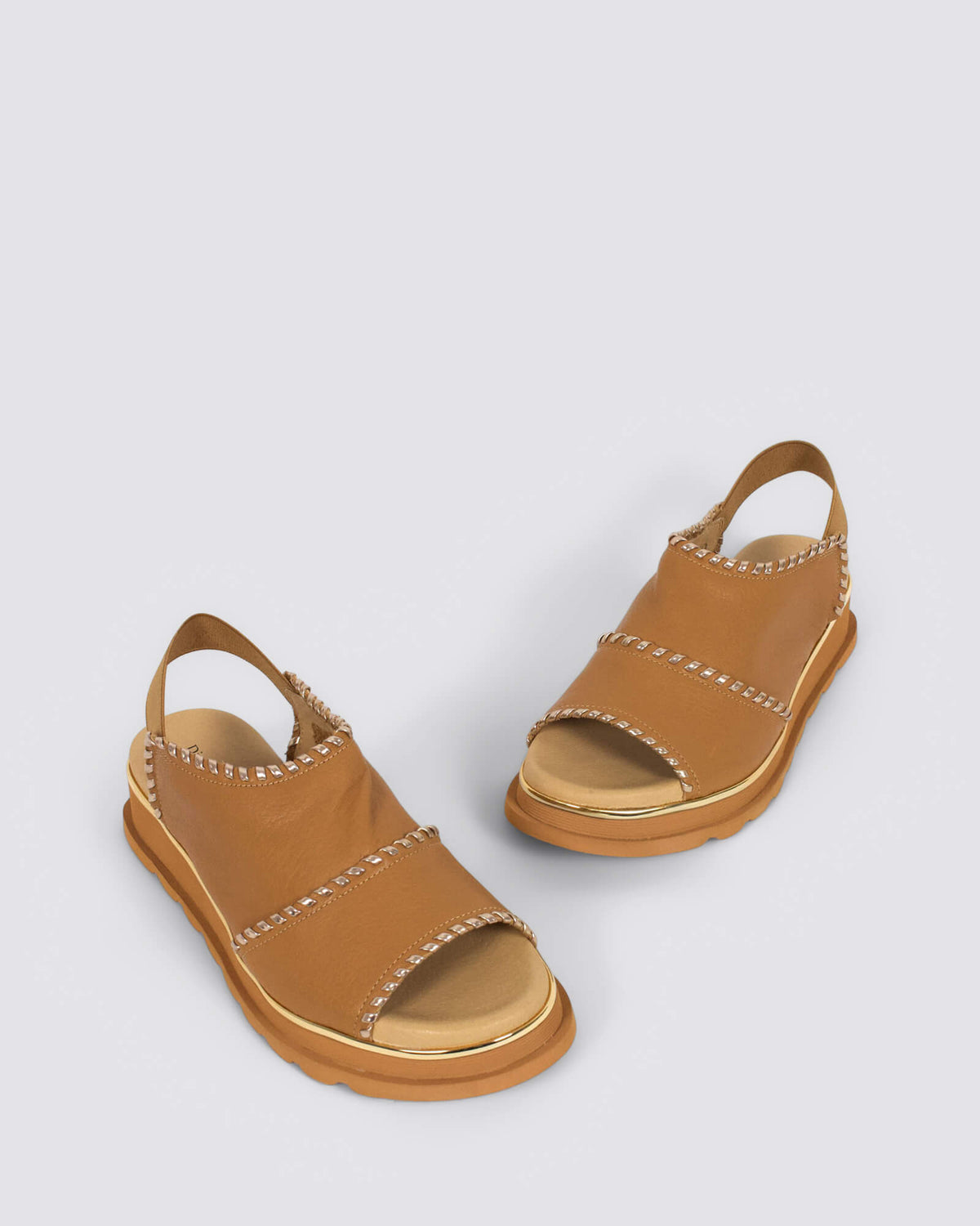 CARLENET SANDALS DARK TAN CHAMPAGNE