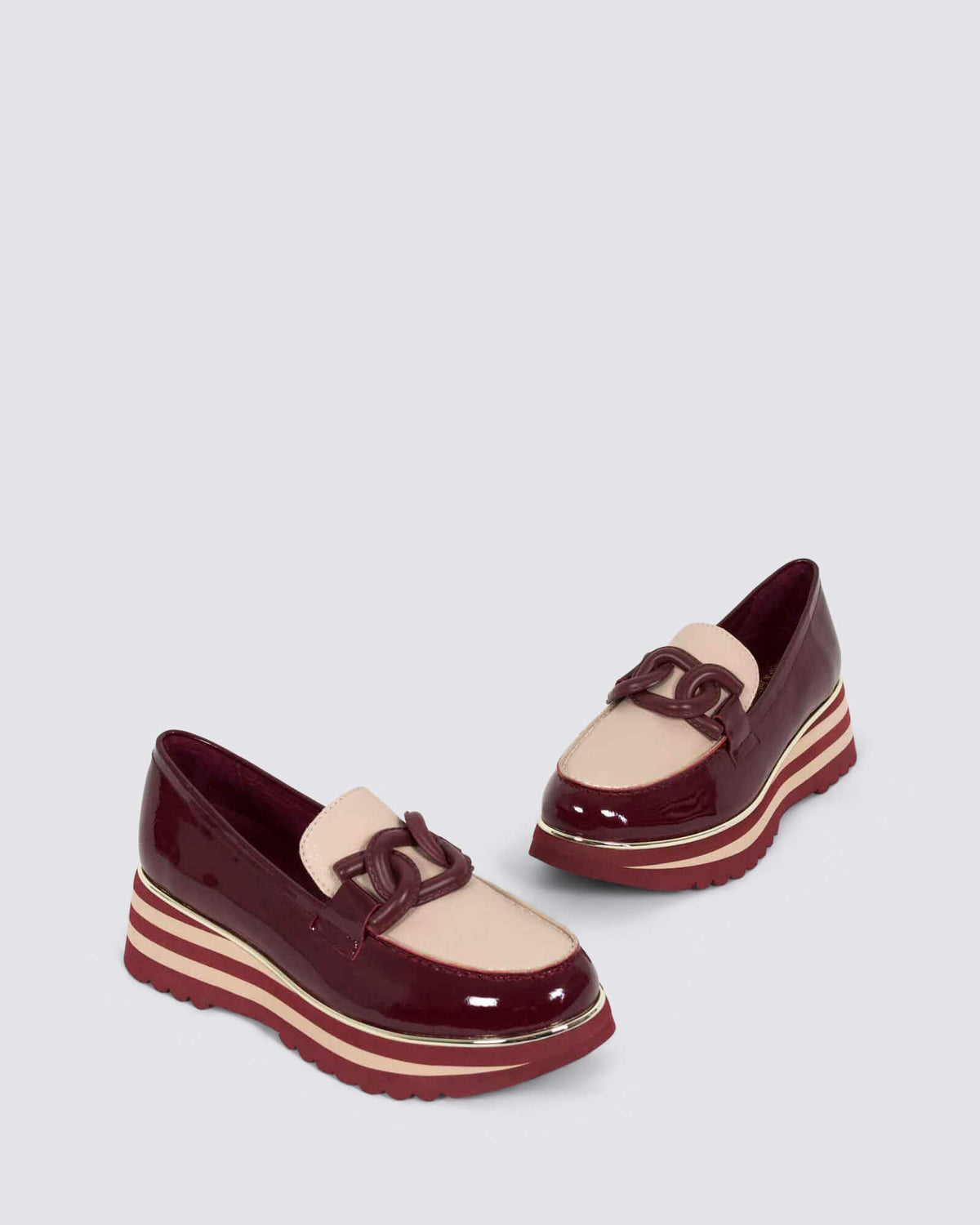 EAILA PLATFORM LOAFERS WINE/NUDE