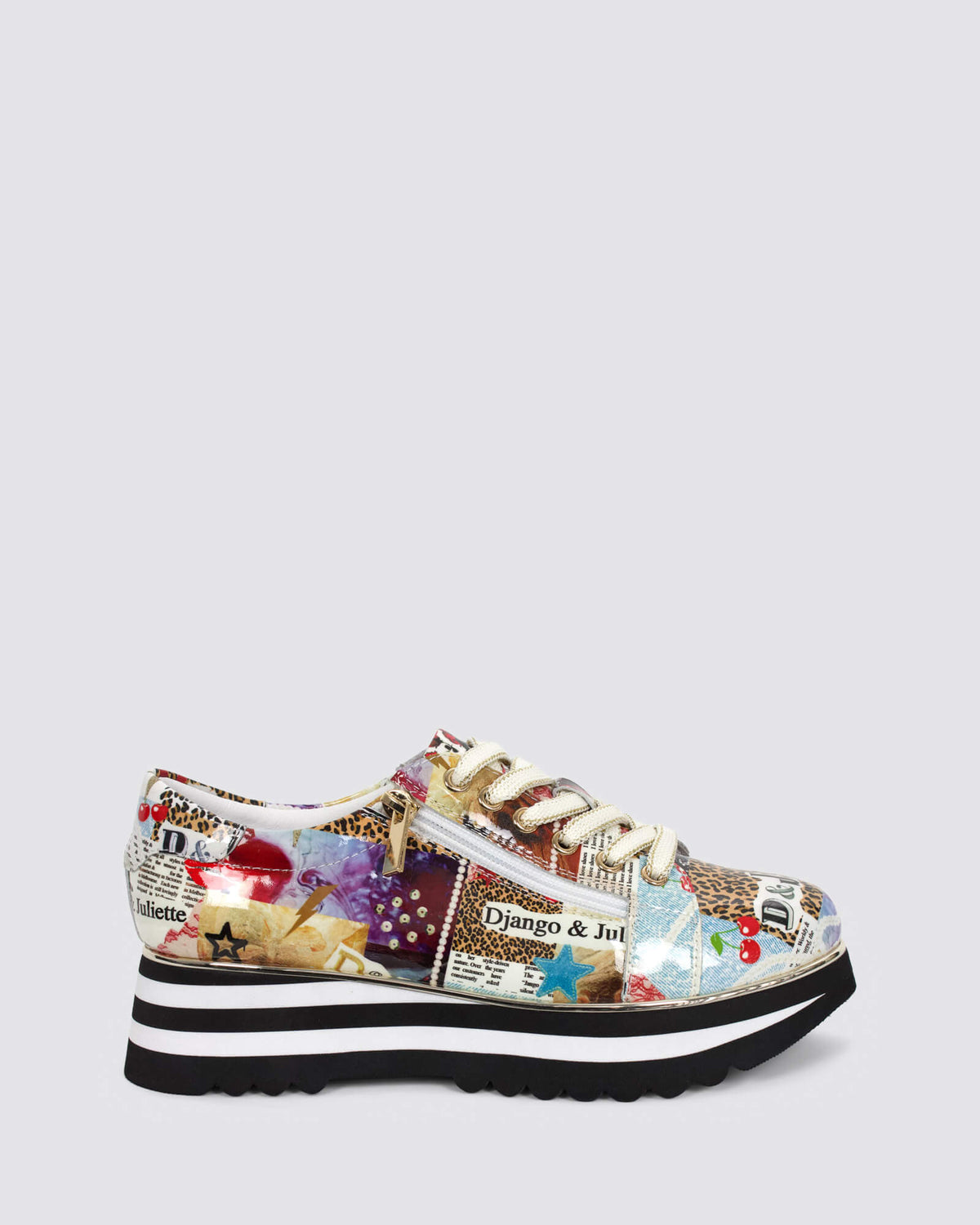 EAMMES PLATFORM SNEAKERS COLLAGE PRINT PATENT