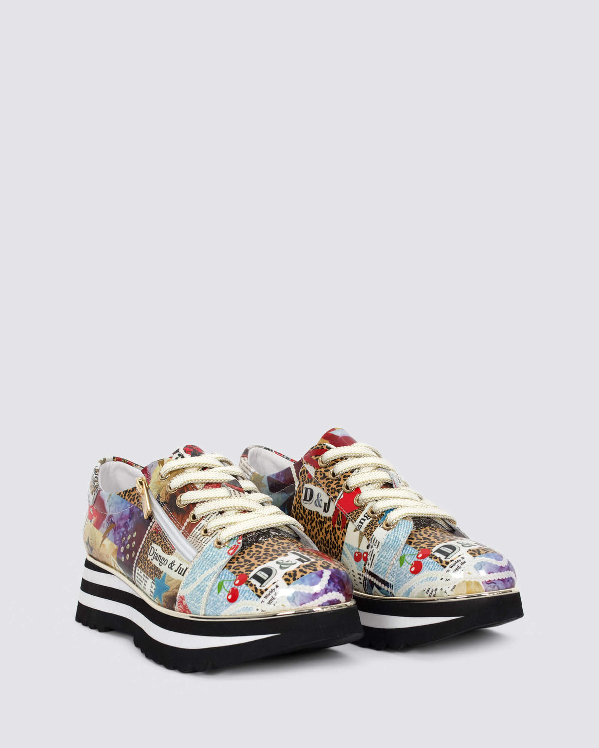 EAMMES PLATFORM SNEAKERS COLLAGE PRINT PATENT