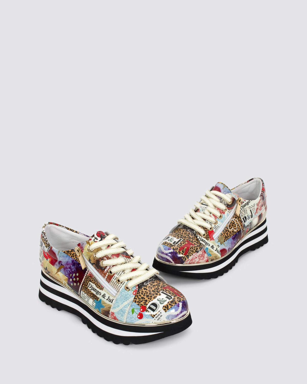 EAMMES PLATFORM SNEAKERS COLLAGE PRINT PATENT