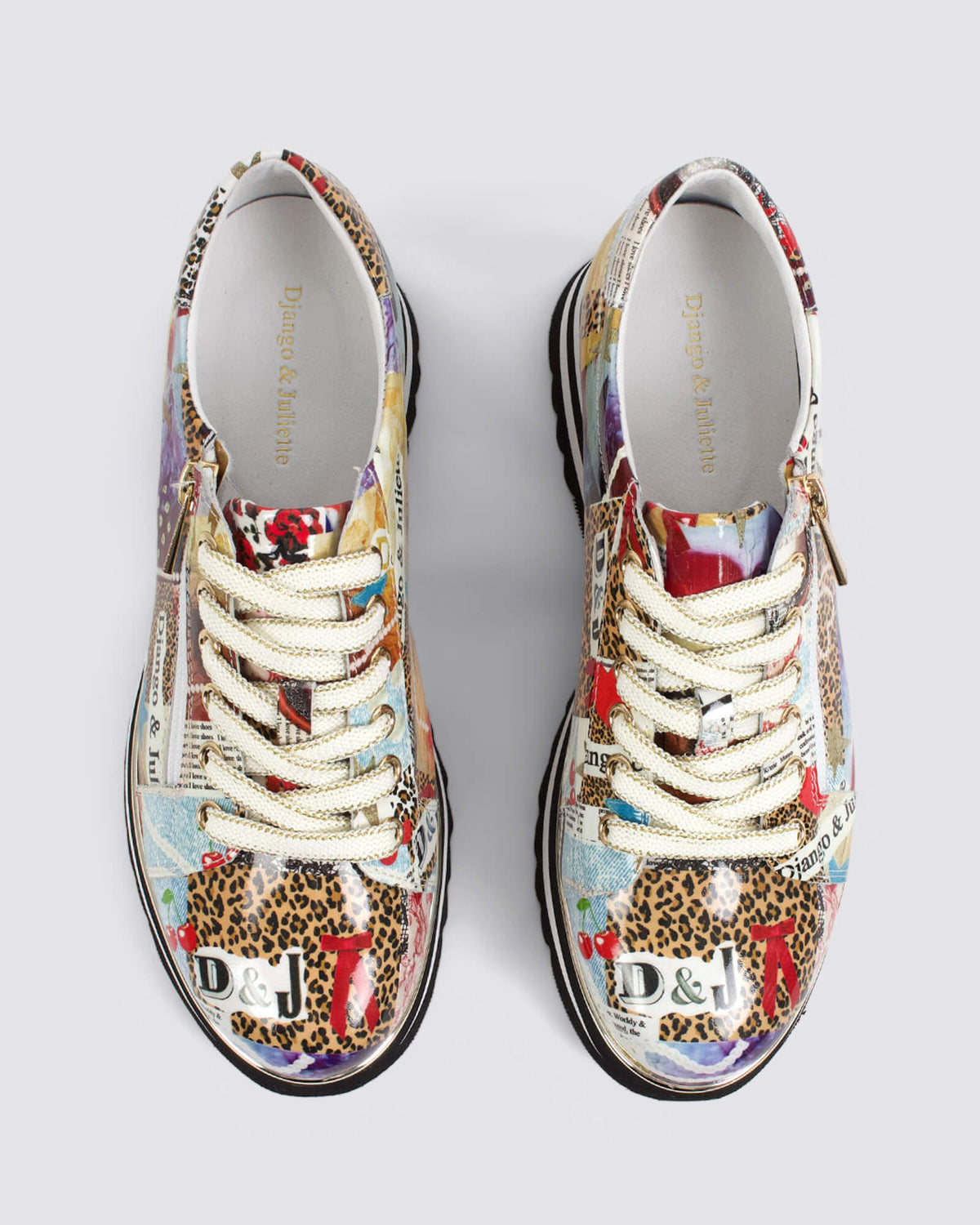 EAMMES PLATFORM SNEAKERS COLLAGE PRINT PATENT