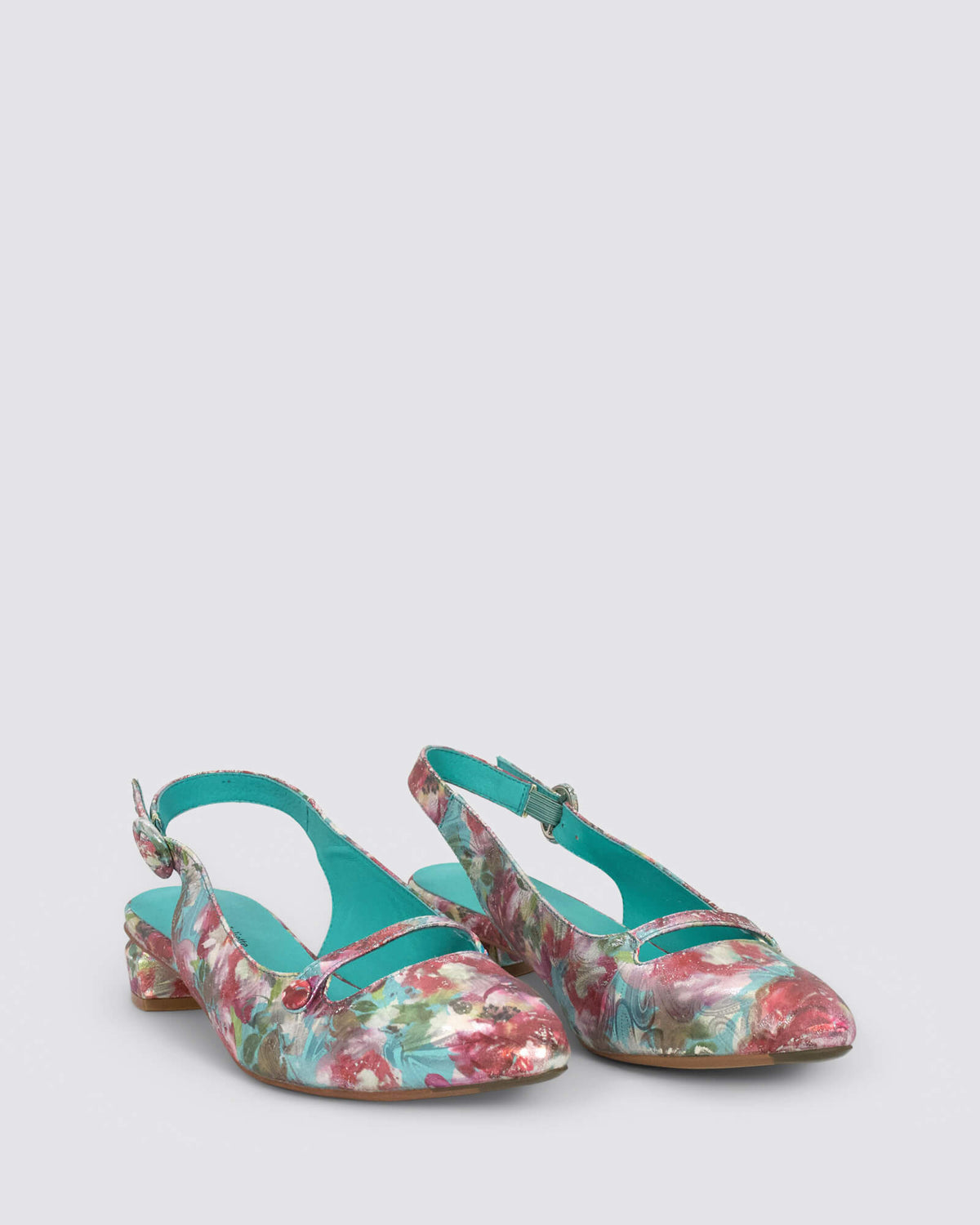 FRANNEY SLINGBACK FLATS AQUA/RED
