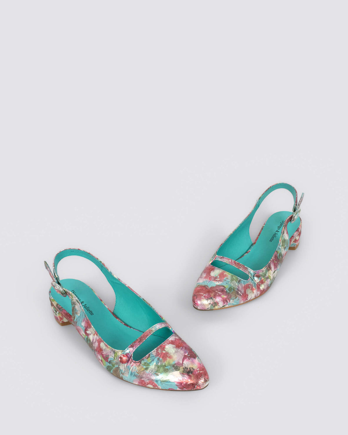 FRANNEY SLINGBACK FLATS AQUA/RED