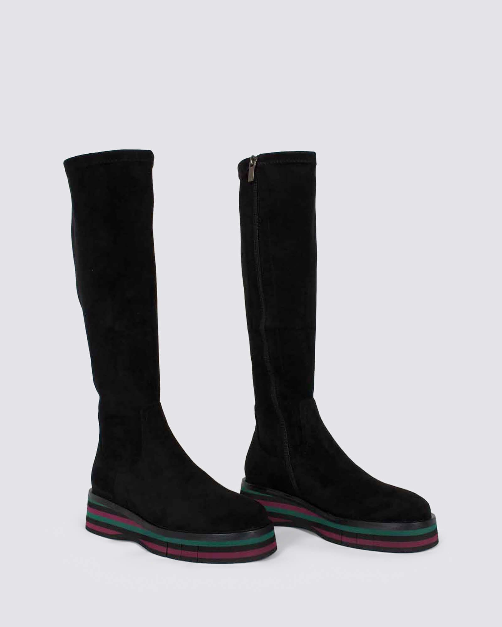 GESBIT WEDGE KNEE HIGH BOOTS BLACK/FOREST