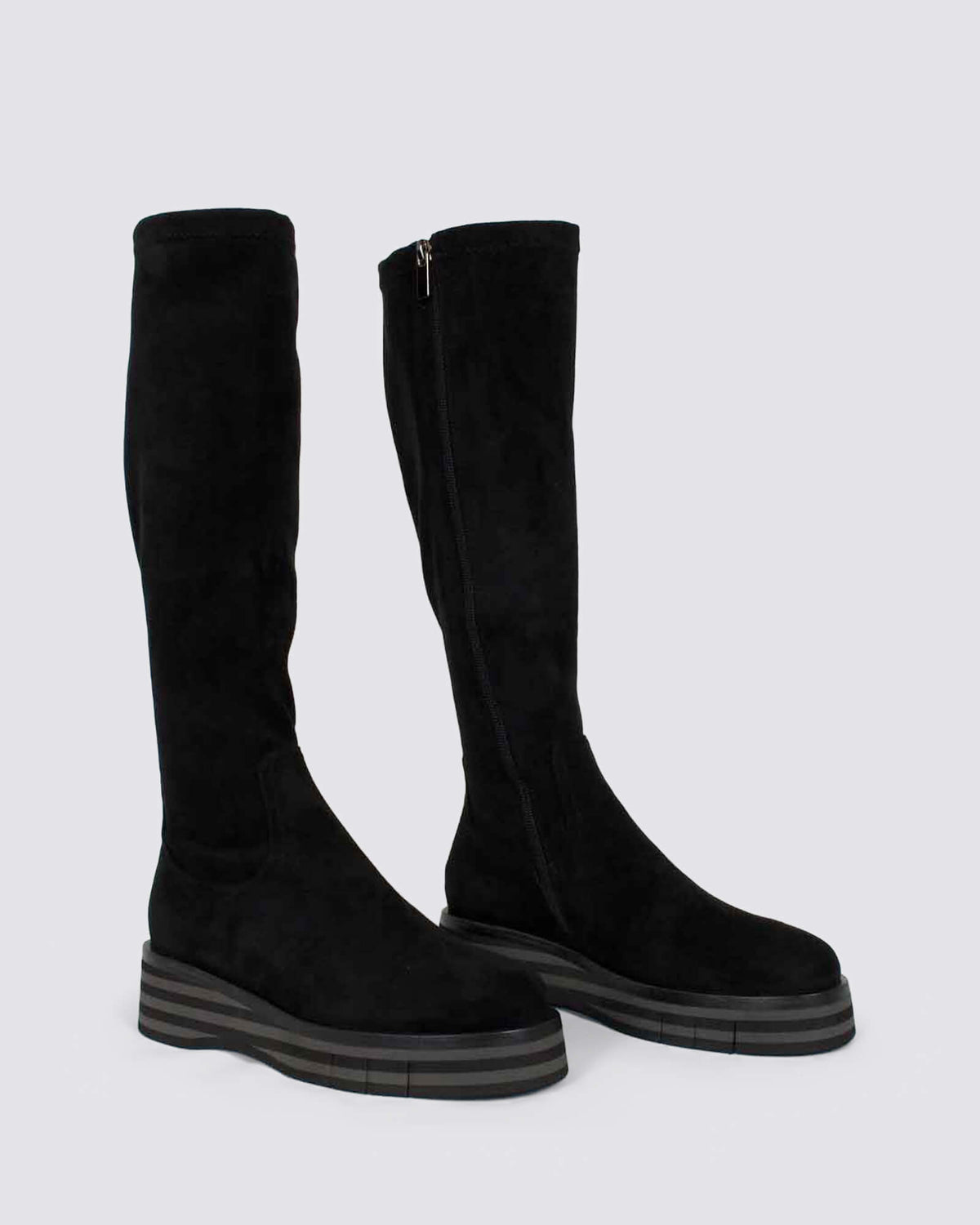 GESBIT WEDGE KNEE HIGH BOOTS BLACK/GREY