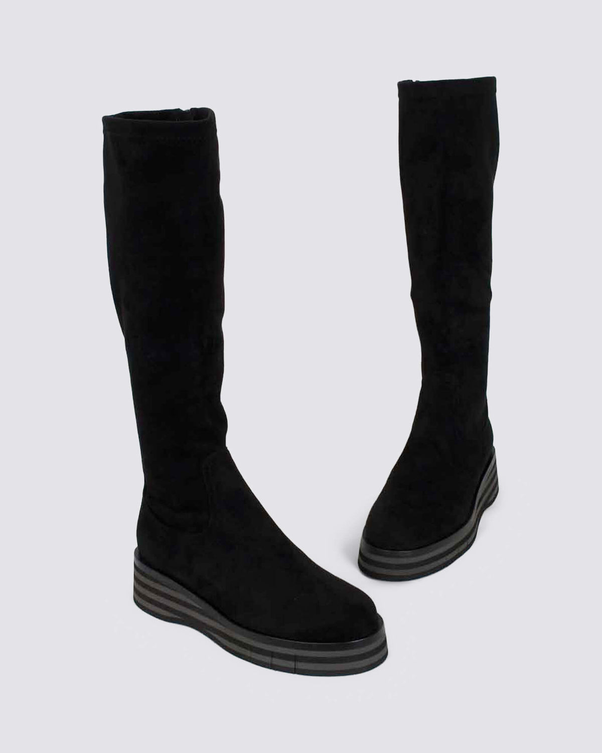 GESBIT WEDGE KNEE HIGH BOOTS BLACK/GREY