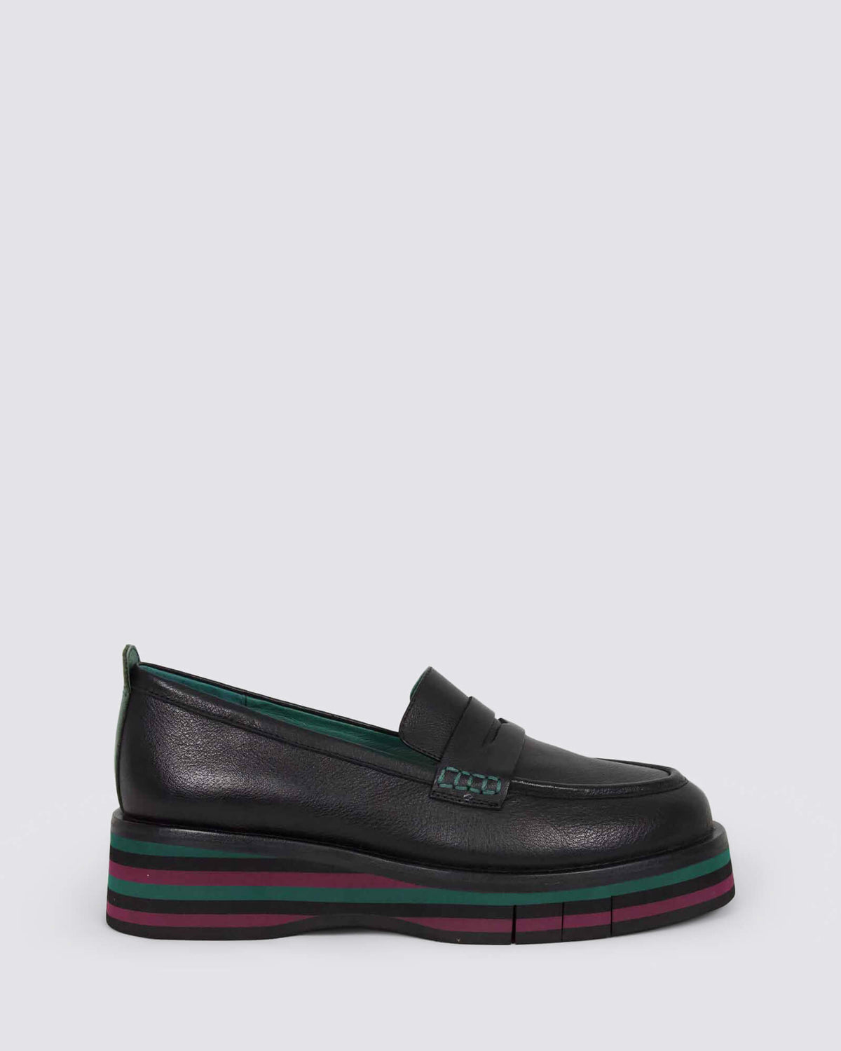GLAMMS PLATFORM LOAFERS BLACK/FOREST