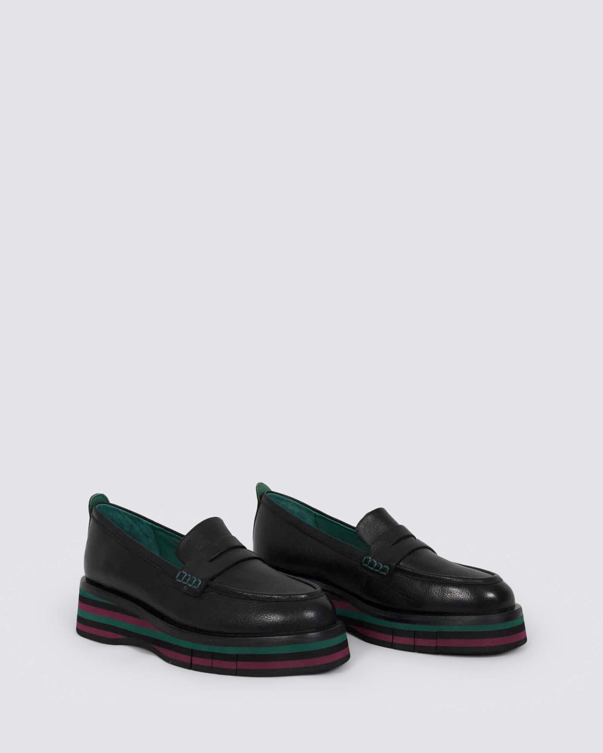 GLAMMS PLATFORM LOAFERS BLACK/FOREST