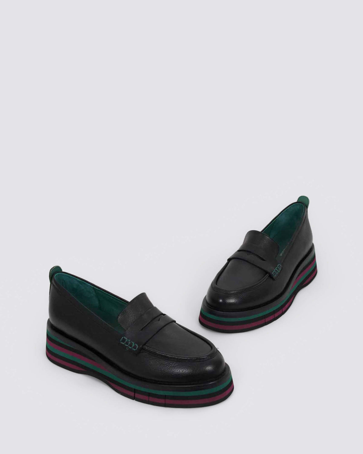 GLAMMS PLATFORM LOAFERS BLACK/FOREST