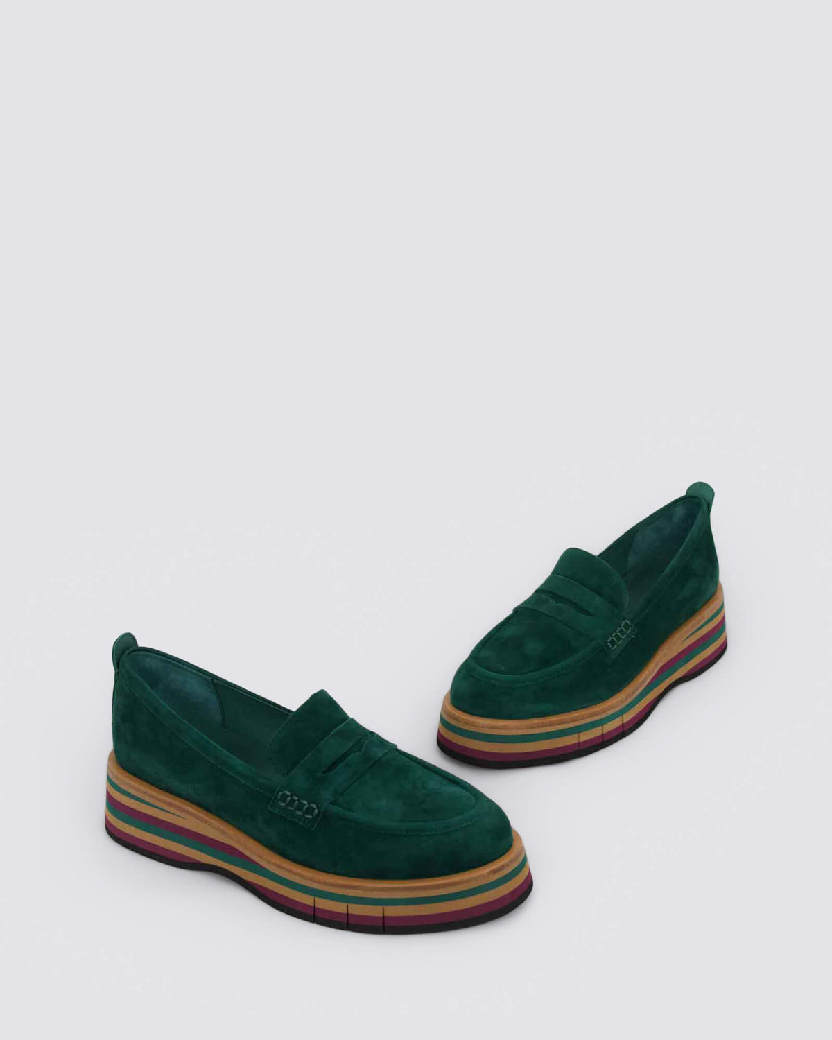 GLAMMS PLATFORM LOAFERS FOREST/FOREST