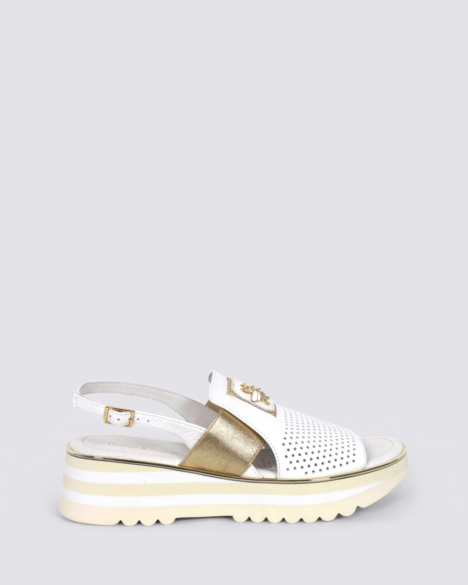 HALEY SLINGBACK WEDGES WHITE GOLD