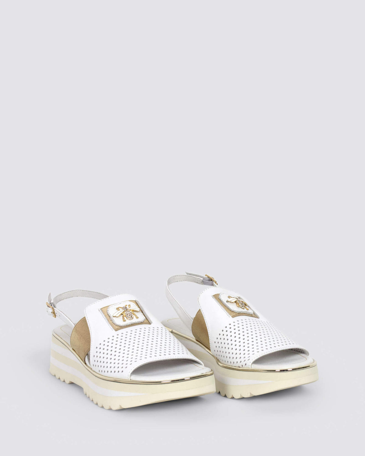 HALEY SLINGBACK WEDGES WHITE GOLD