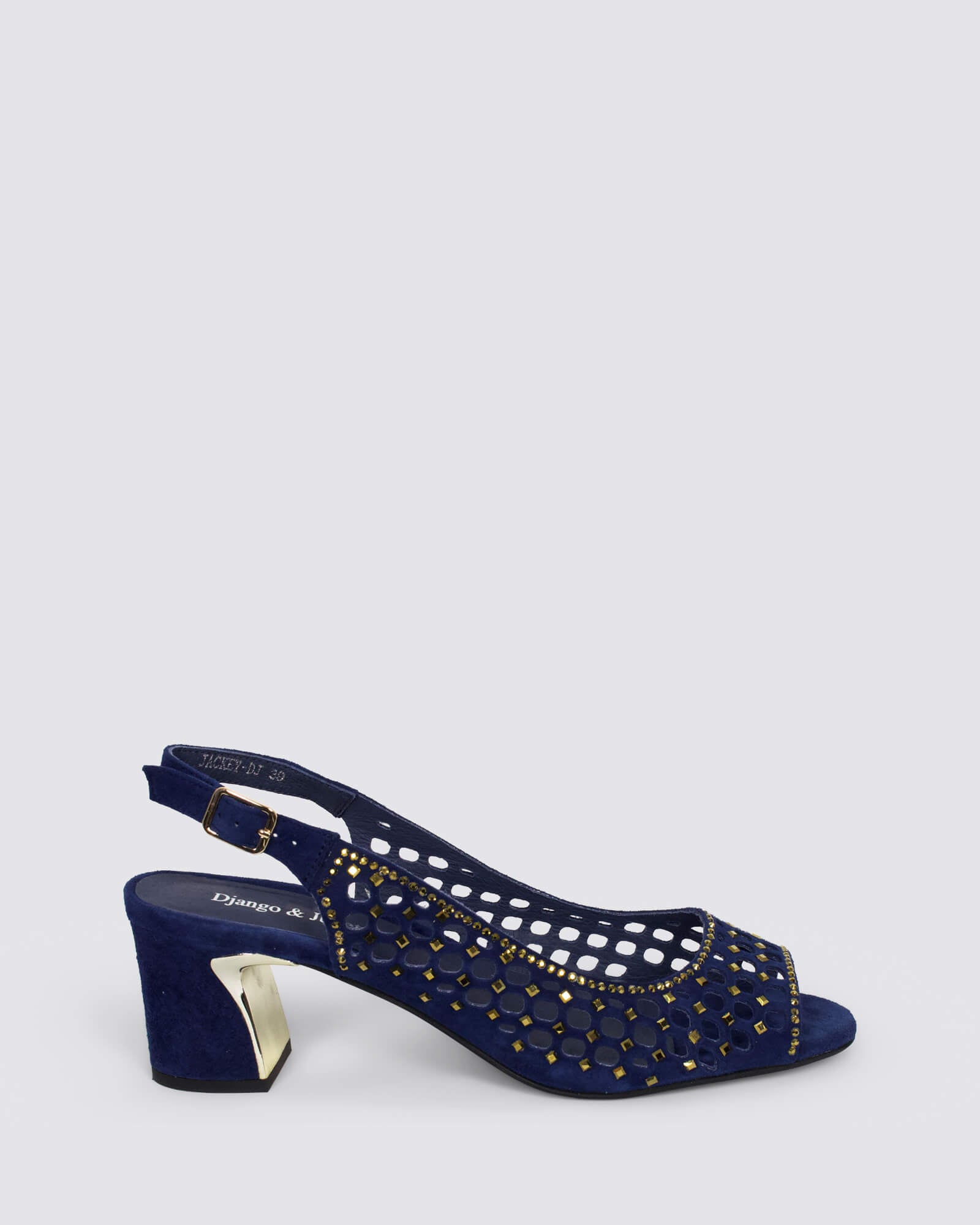 JACKEY SLINGBACK HEELS NAVY GOLD