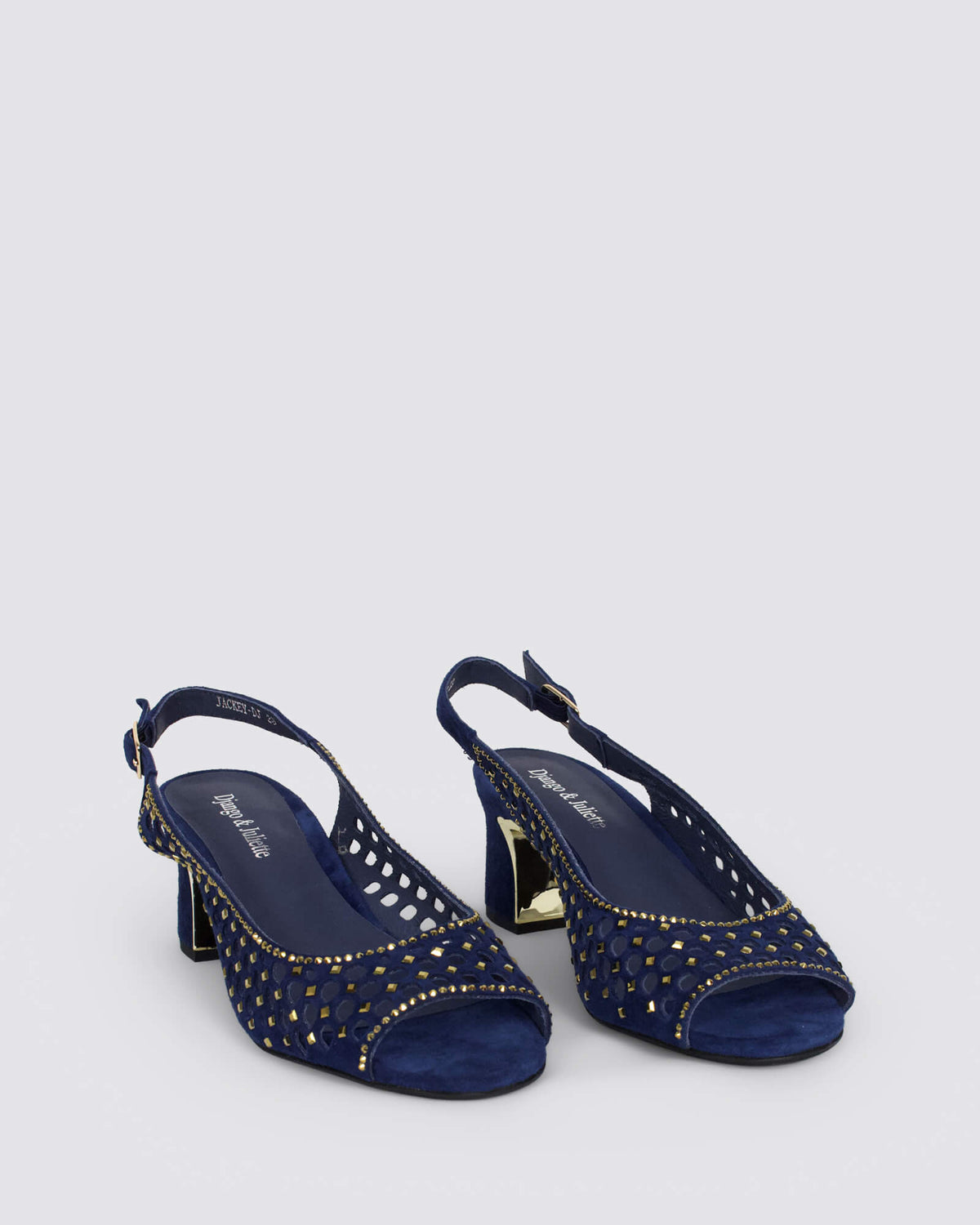 JACKEY SLINGBACK HEELS NAVY GOLD