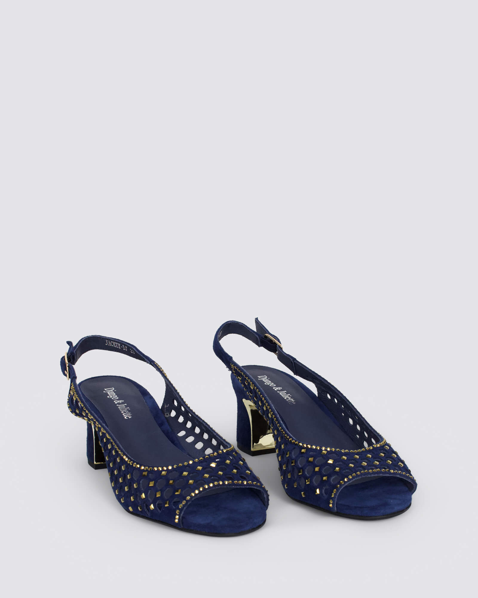 JACKEY SLINGBACK HEELS NAVY GOLD