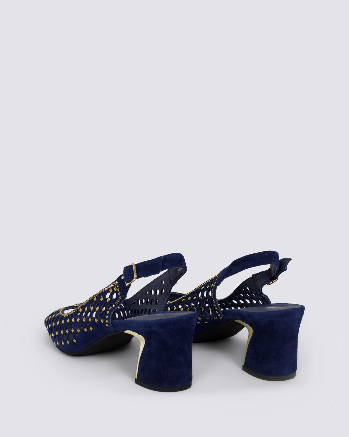 JACKEY SLINGBACK HEELS NAVY GOLD
