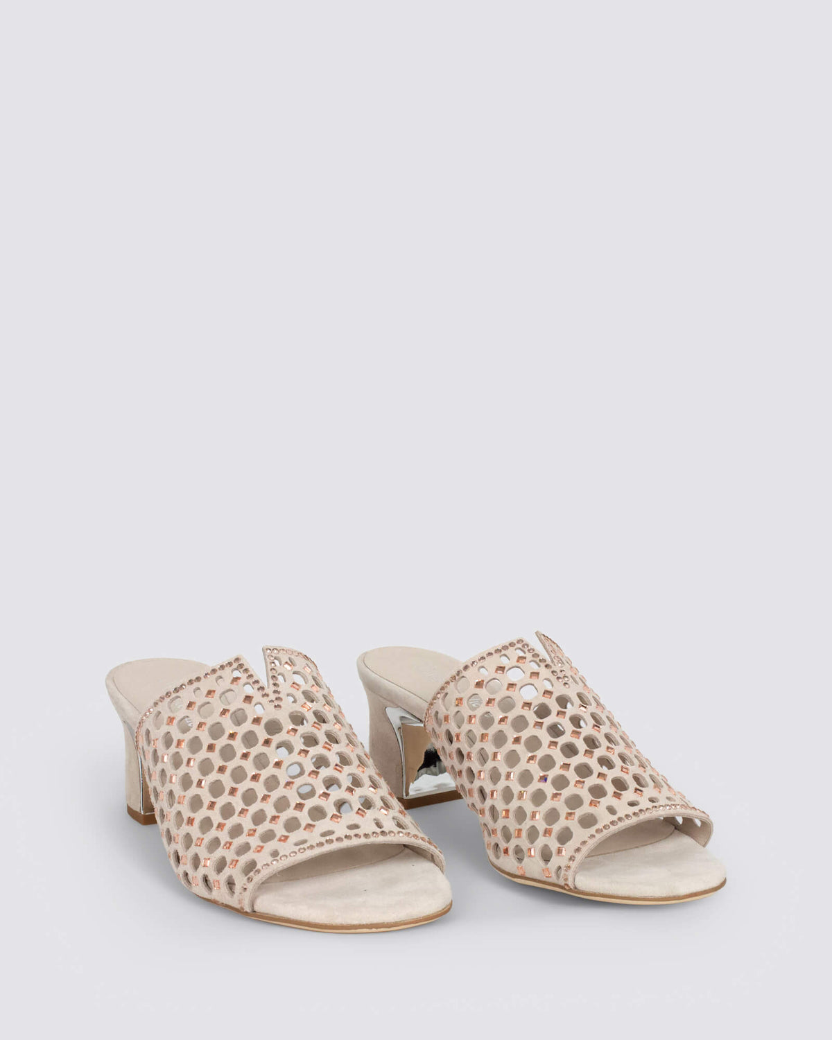 JENIE HEELED MULES NUDE ROSE