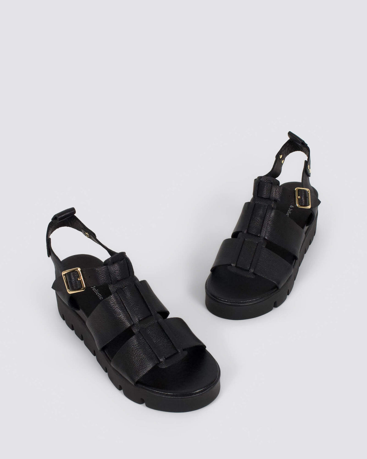 RELIE WEDGE SANDALS BLACK