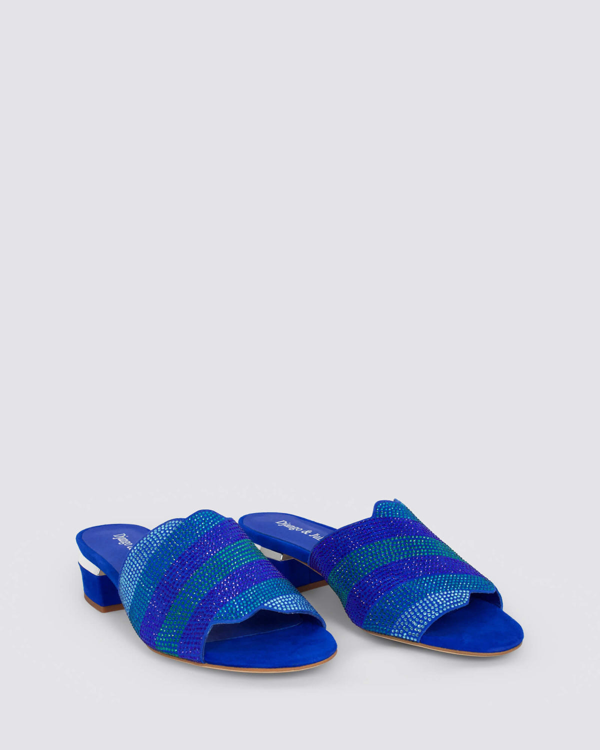 TONDA HEELED MULES BLUE MULTI
