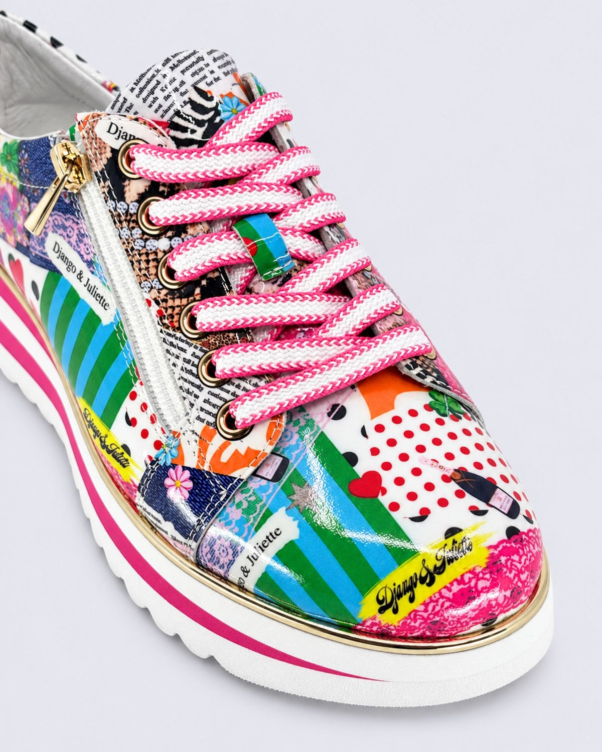 EAMMES LACE UP COLLAGE 2 PRINT PATENT