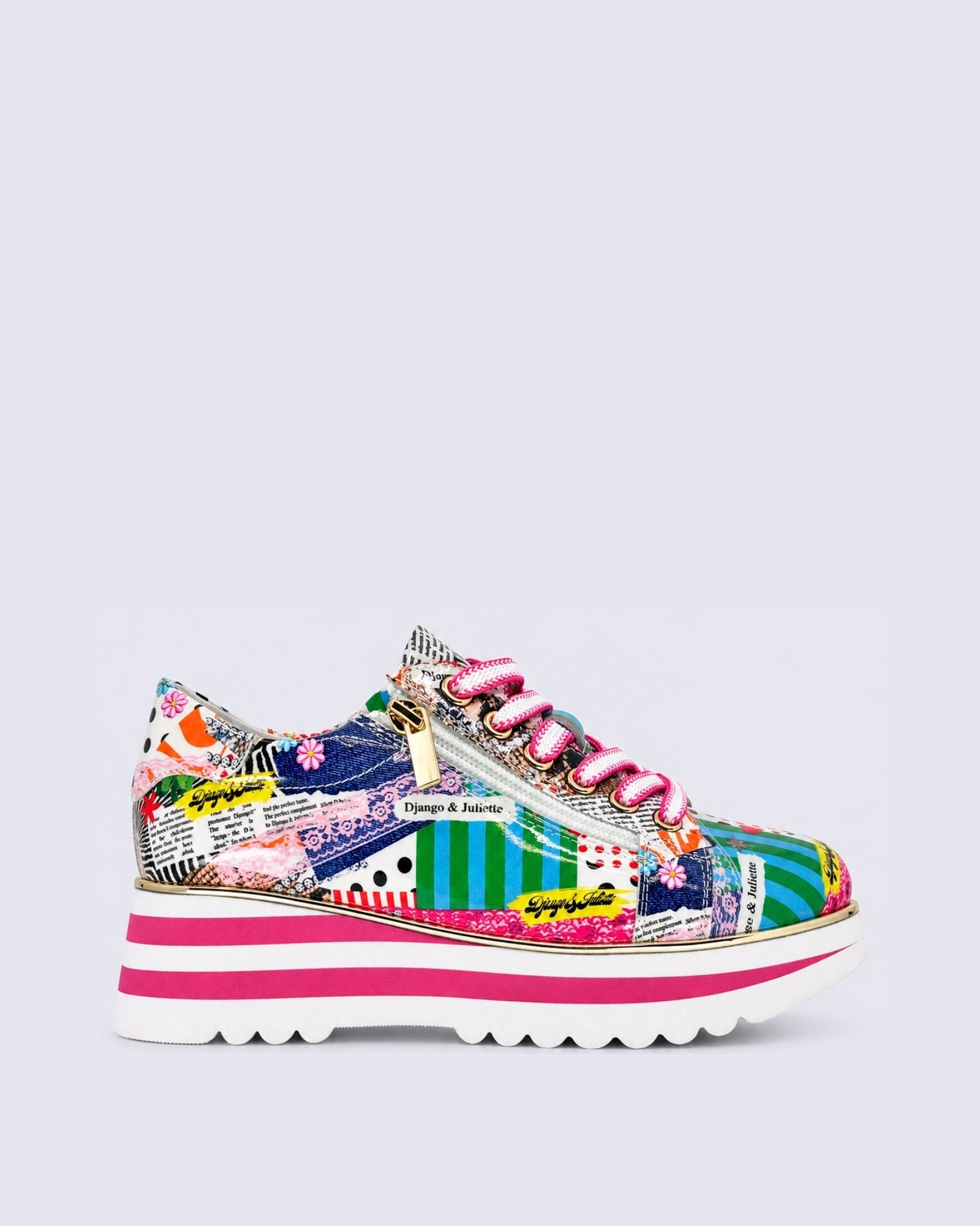 EAMMES LACE UP COLLAGE 2 PRINT PATENT