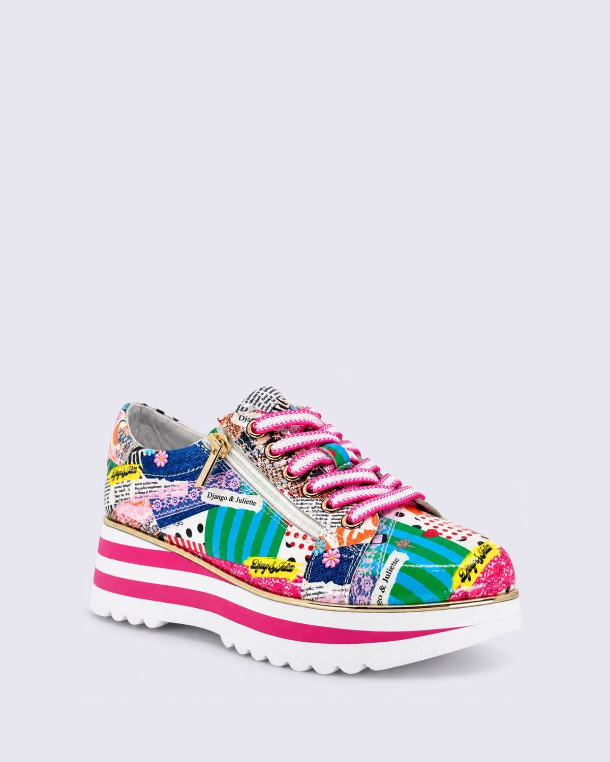 EAMMES LACE UP COLLAGE 2 PRINT PATENT