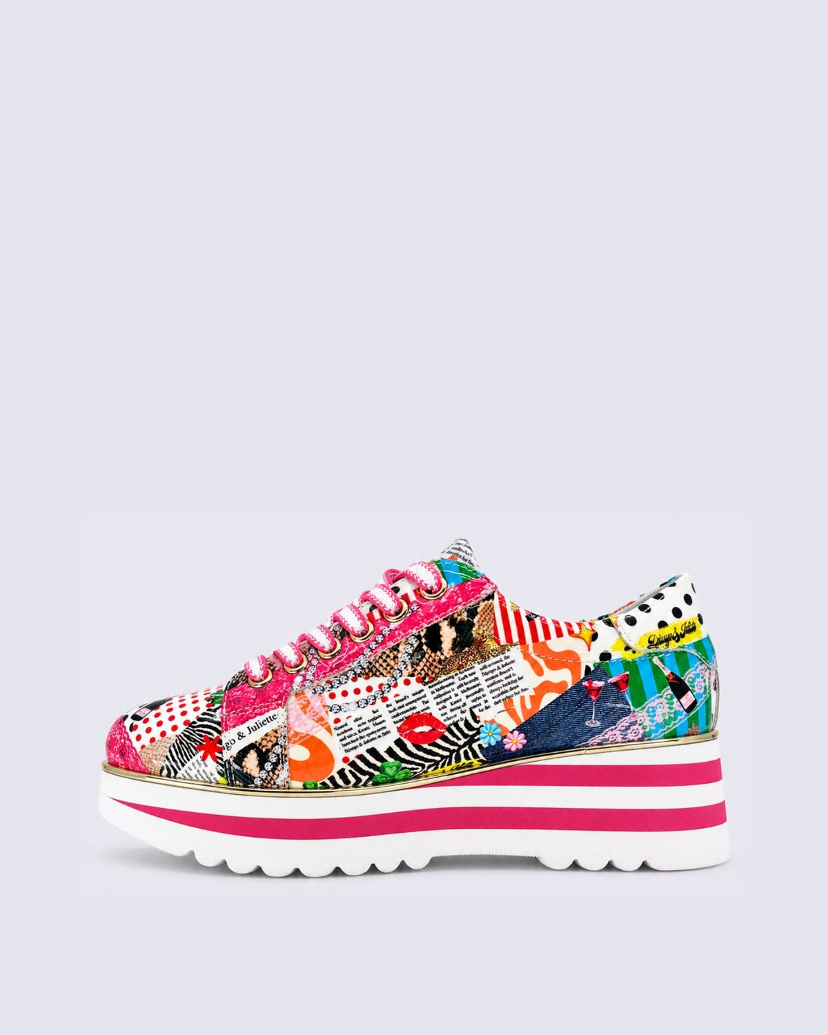 EAMMES LACE UP COLLAGE 2 PRINT PATENT
