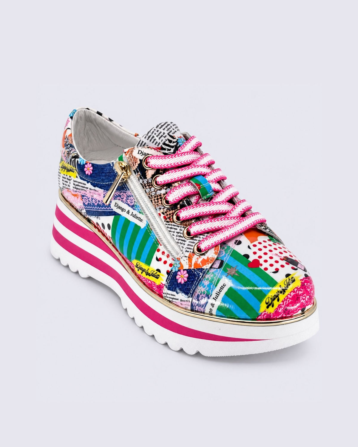 EAMMES LACE UP COLLAGE 2 PRINT PATENT
