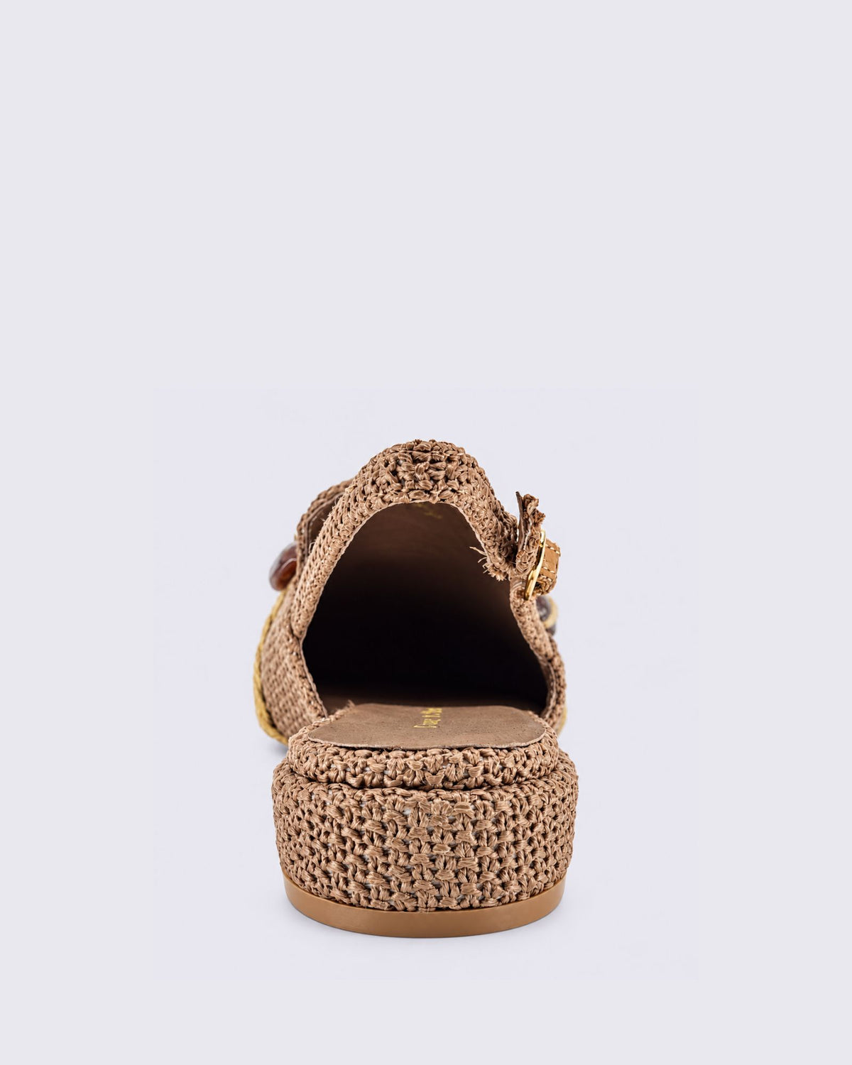 EBONEY SLINGBACK FLAT COFFEE RAFFIA
